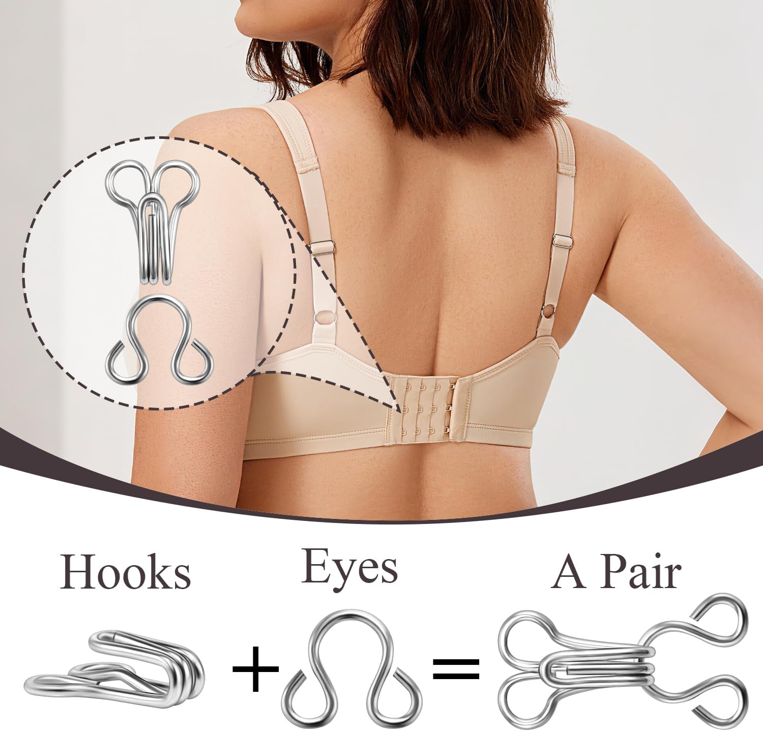 120 Set Tiny Hooks and Eyes Closures for Sewing, Bra Hook Replacement Clasps, Hook and Eye Clasp for Clothing Bra Trousers Skirt Underwear Sewing DIY Craft