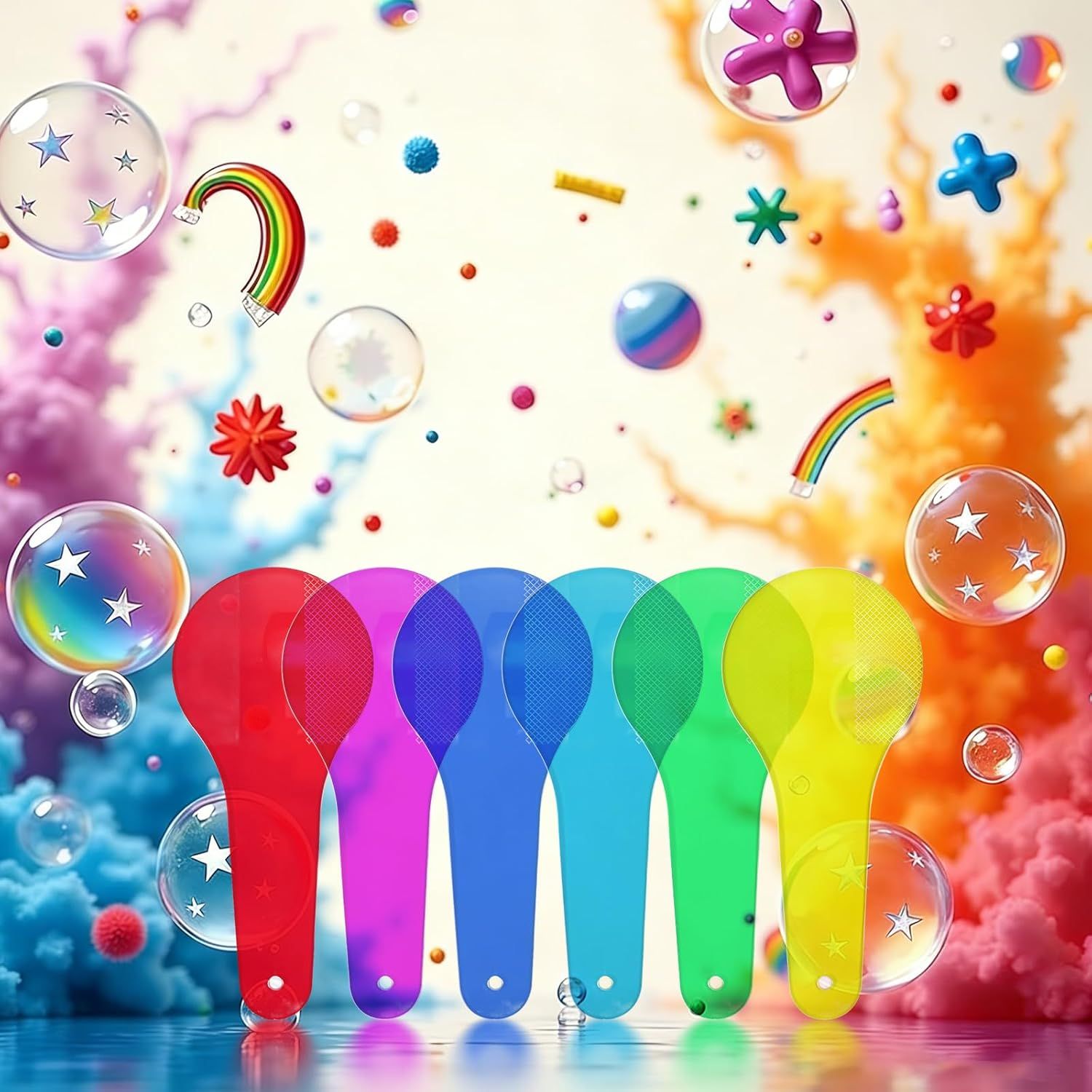 6Pcs Color Paddles,Transparent Optics Filter Plate Color Learning for Learning and Education,Educational Science,Cognition Science