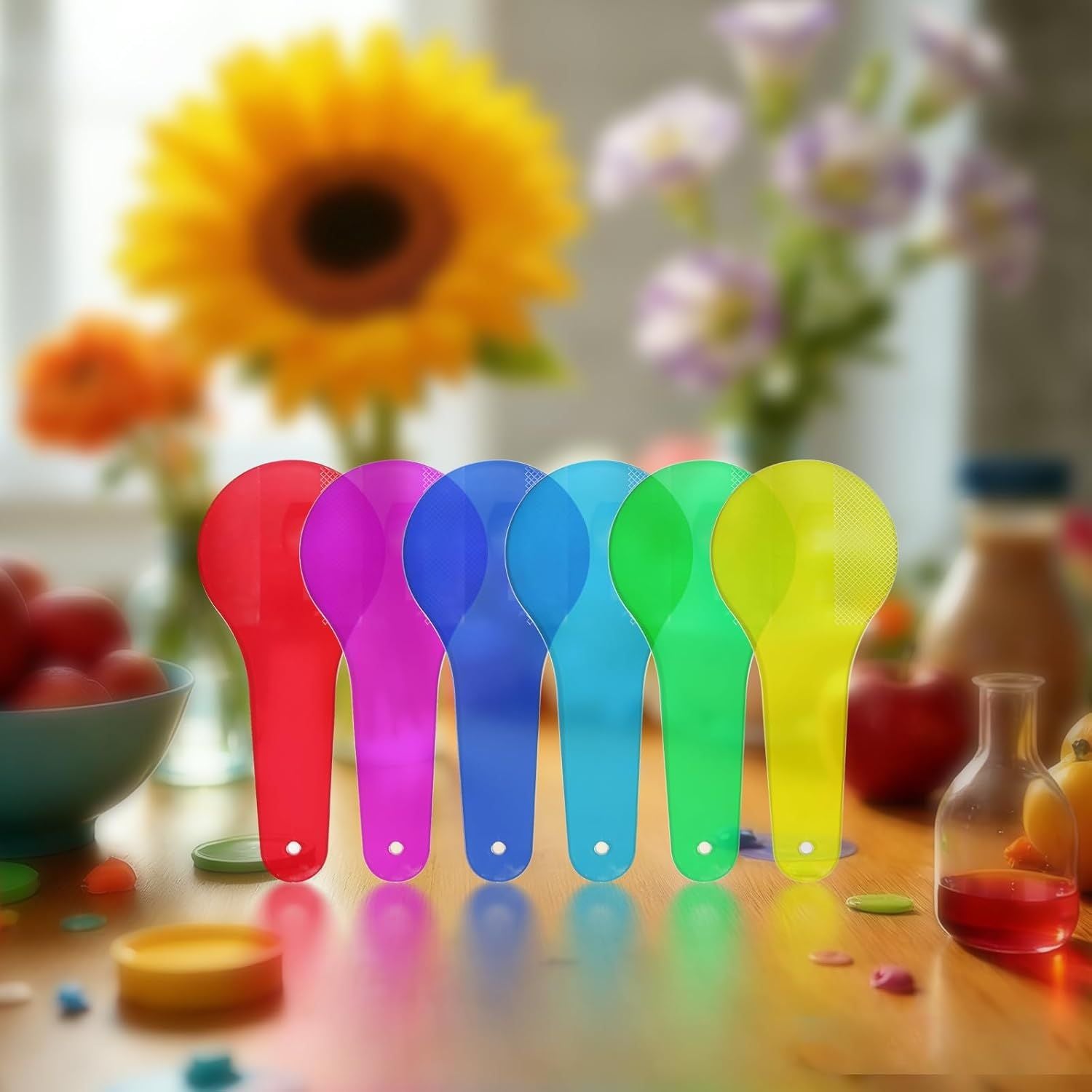 6Pcs Color Paddles,Transparent Optics Filter Plate Color Learning for Learning and Education,Educational Science,Cognition Science
