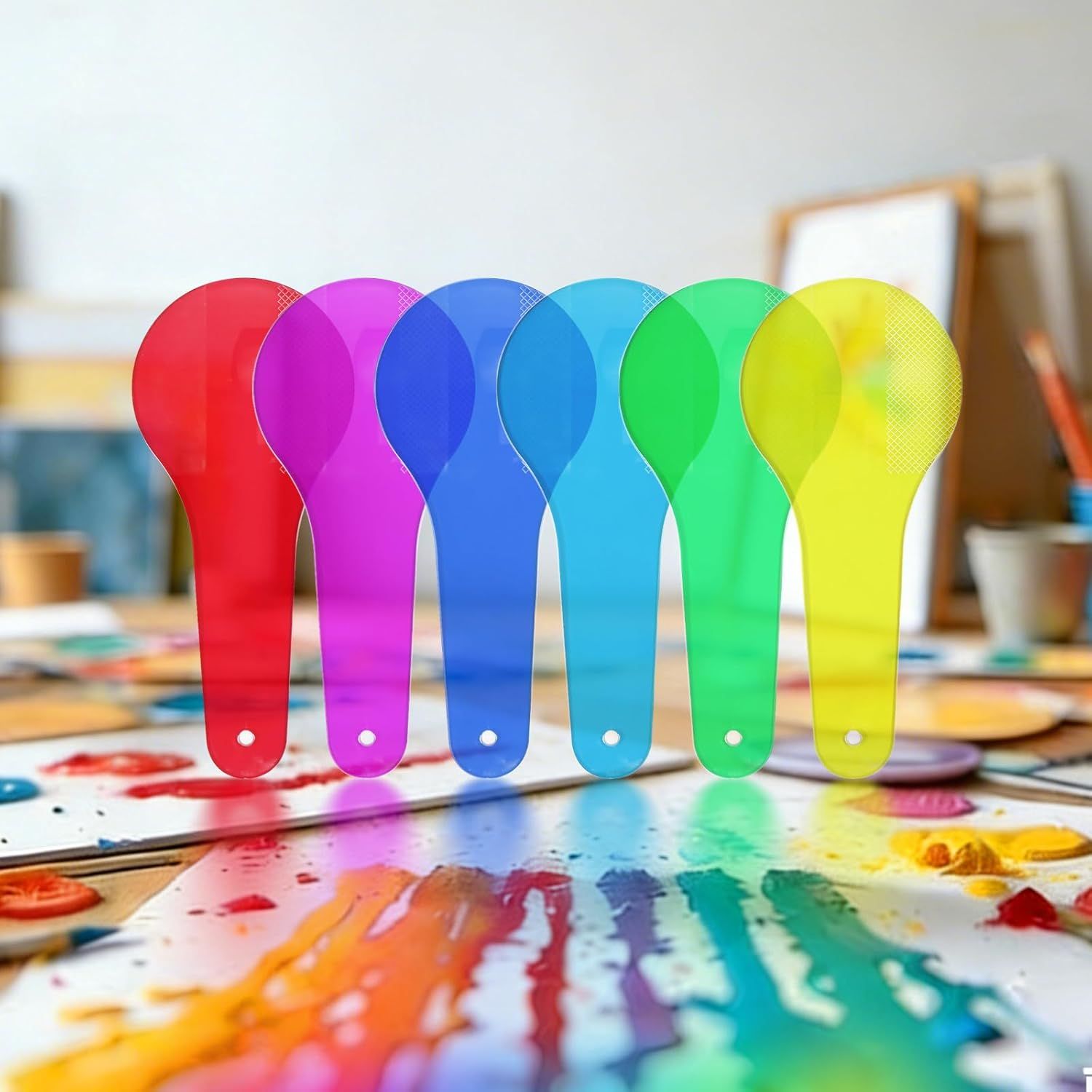 6Pcs Color Paddles,Transparent Optics Filter Plate Color Learning for Learning and Education,Educational Science,Cognition Science