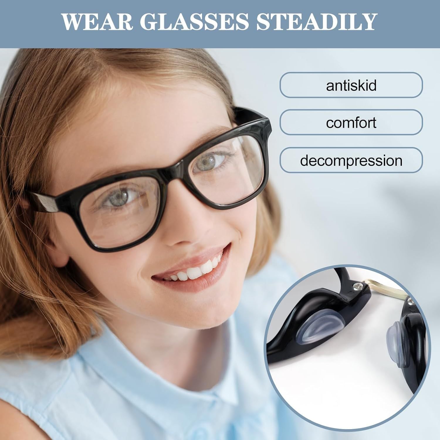 12 Pairs Soft Silicone Adhesive Eyeglass Nose Pads Non Slip with 3.5 Mm/ 0.4 Inch Thickness Air Bag for All Type Full Plastic Frames, Sunglasses, Reading Glasses Black