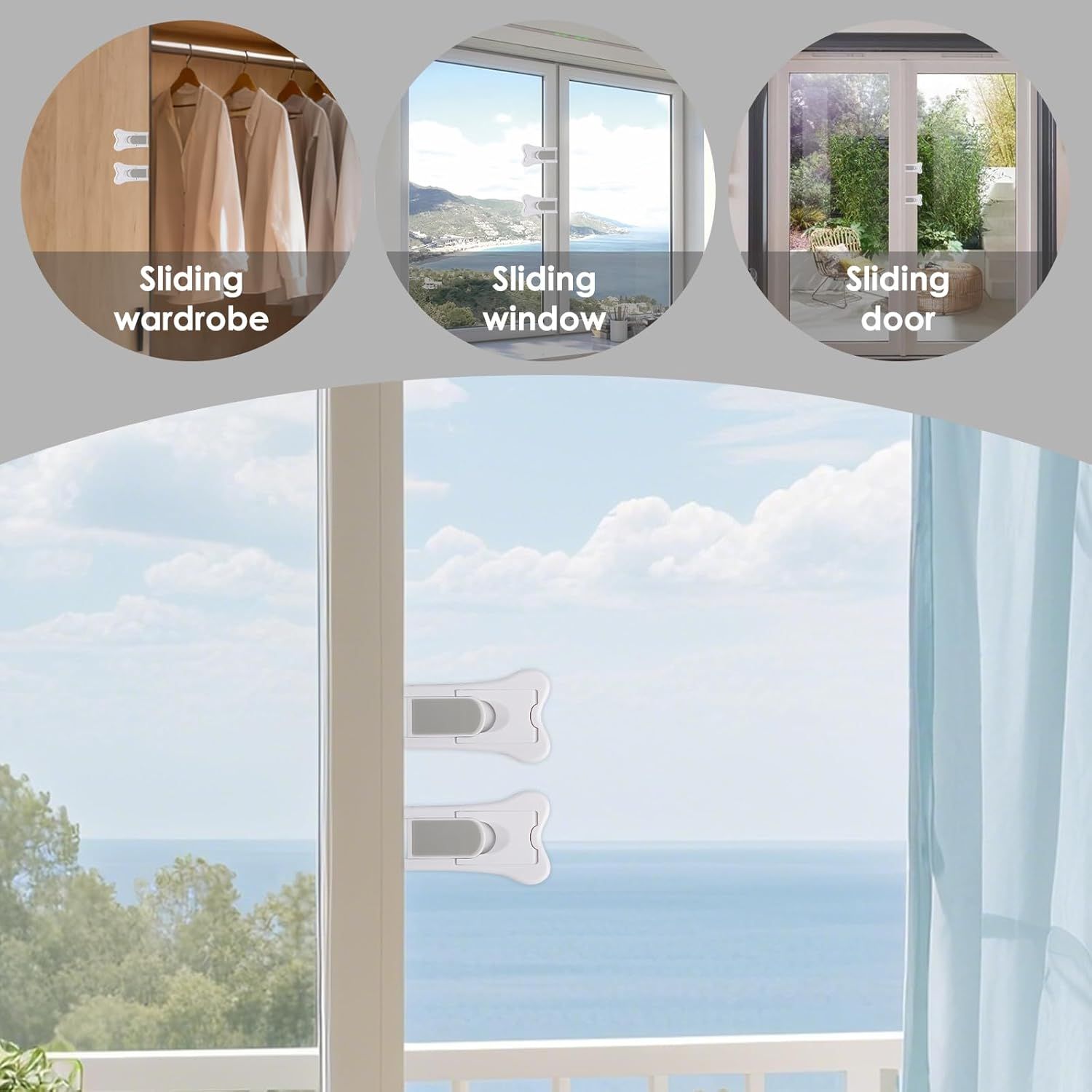 2 PCS Sliding Door Locks,Slide Closet Doors Window Stoppers for Windows,Closets,Cabinets,Sliding Glass Door
