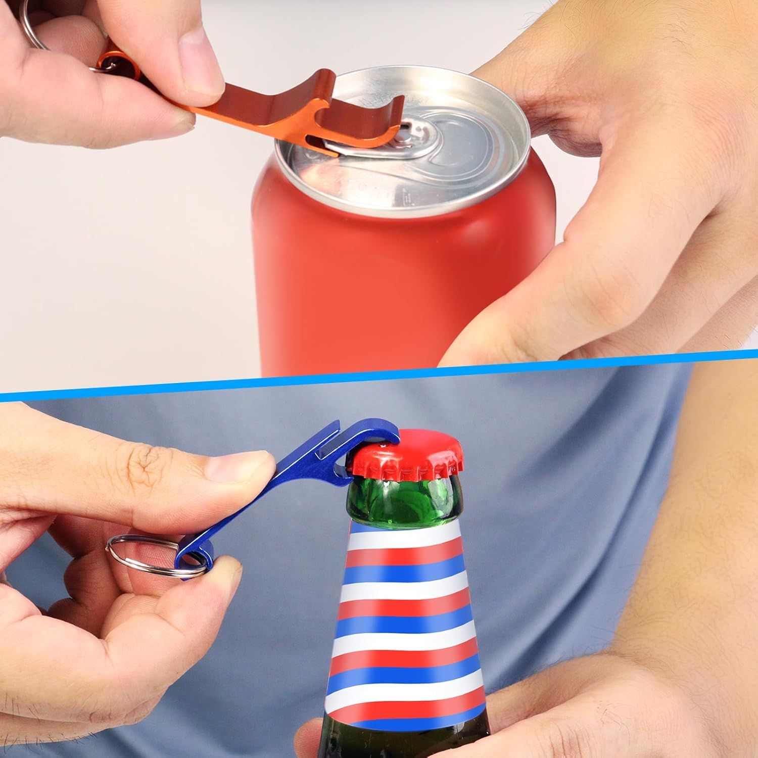 9 PCS Beer Bottle Openers,Colorful Aluminum Bottle Openers Keychains for Beer,Cans,Soda