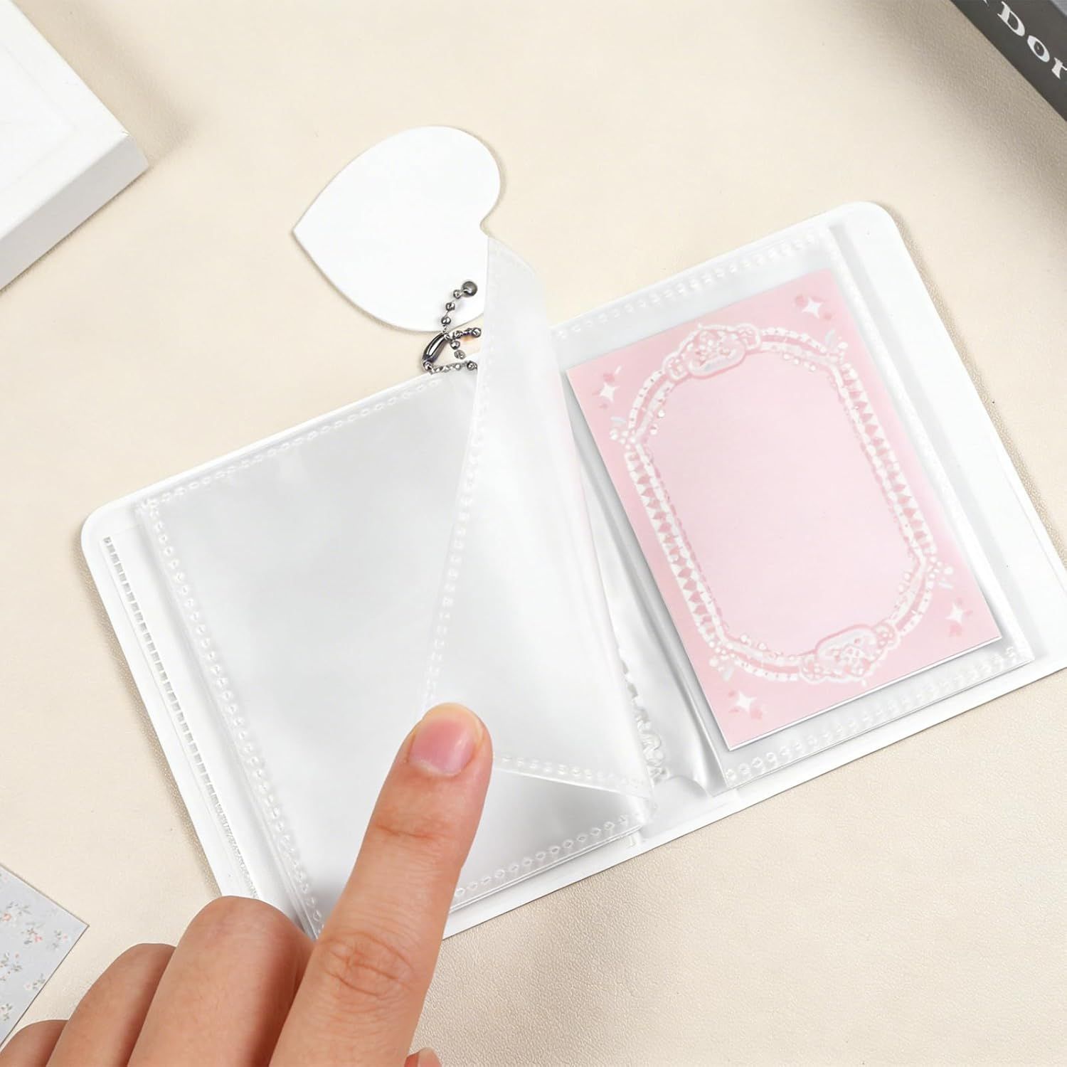 Mini Photo Album,3 Inch Photocard Book Heart Hollow Cover Photocard Binder 36 Pockets for Collect and Protect Photos Black