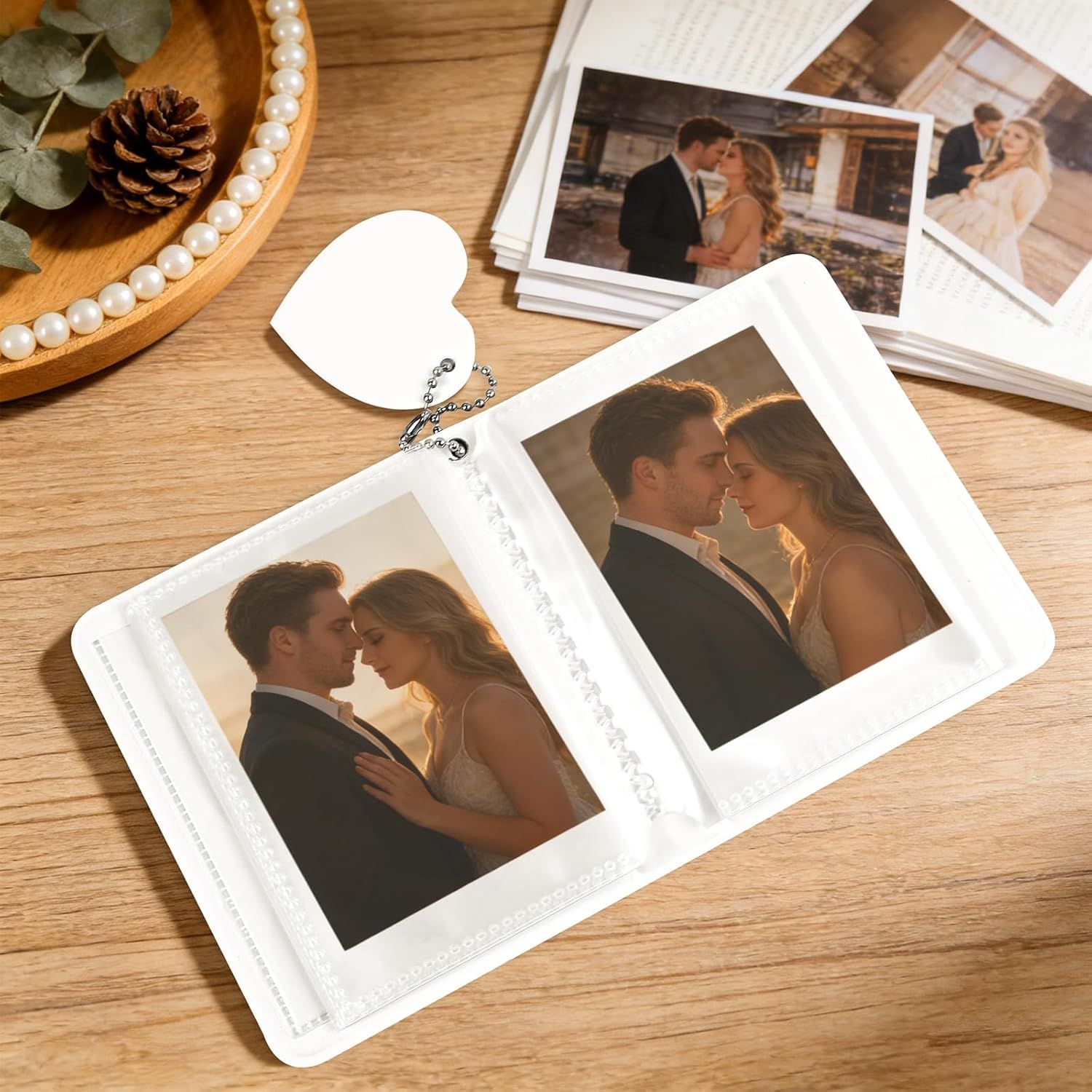 Mini Photo Album,3 Inch Photocard Book Heart Hollow Cover Photocard Binder 36 Pockets for Collect and Protect Photos Black