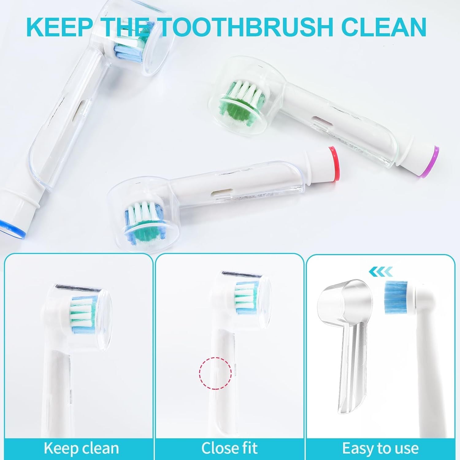 Toothbrush Head Covers Compatible with Oral-B Braun Replacement Brush Heads, Clear Toothbrush Protection Cover, Tooth Brush Head Covers for Home, Travel and Everyday Use 10 PCS