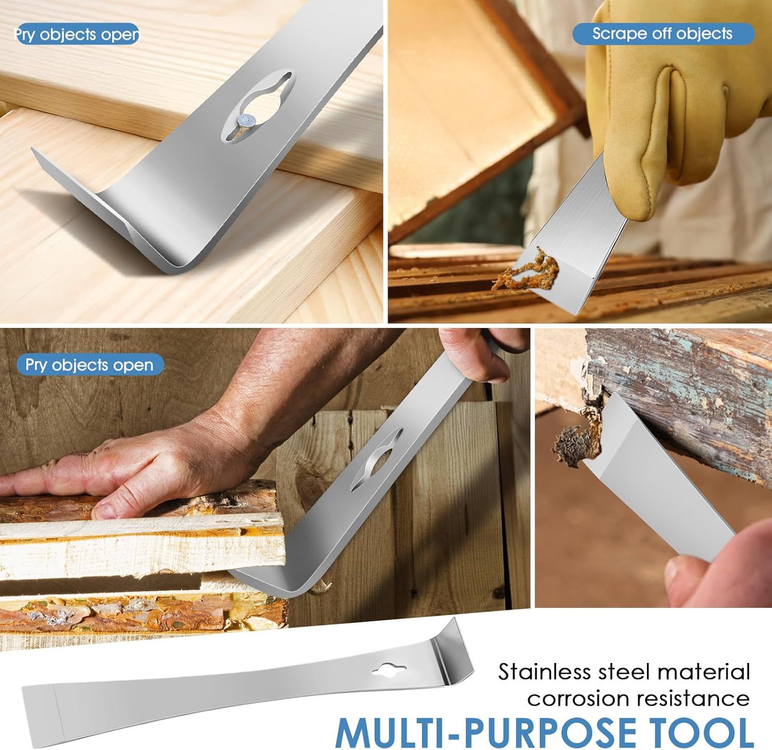 Pry Bar Scraper,10" Stainless Steel Pry Bar for Prying,Pulling,Lifting,Scraping