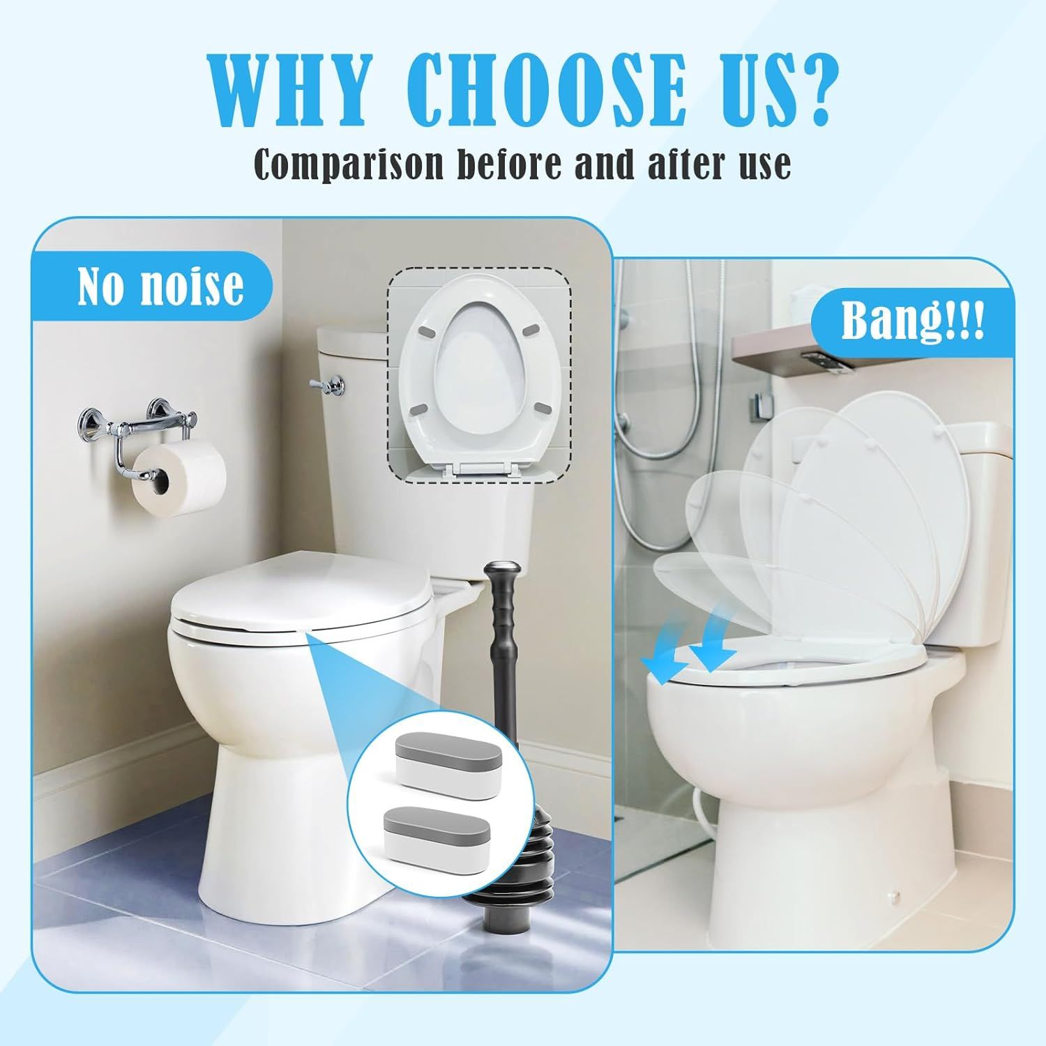 4PCS Toilet Seat Bumpers,Universal Buffer Toilet Lid Bumpers for Families, Hotels, Hospitals, School Toilet Seats