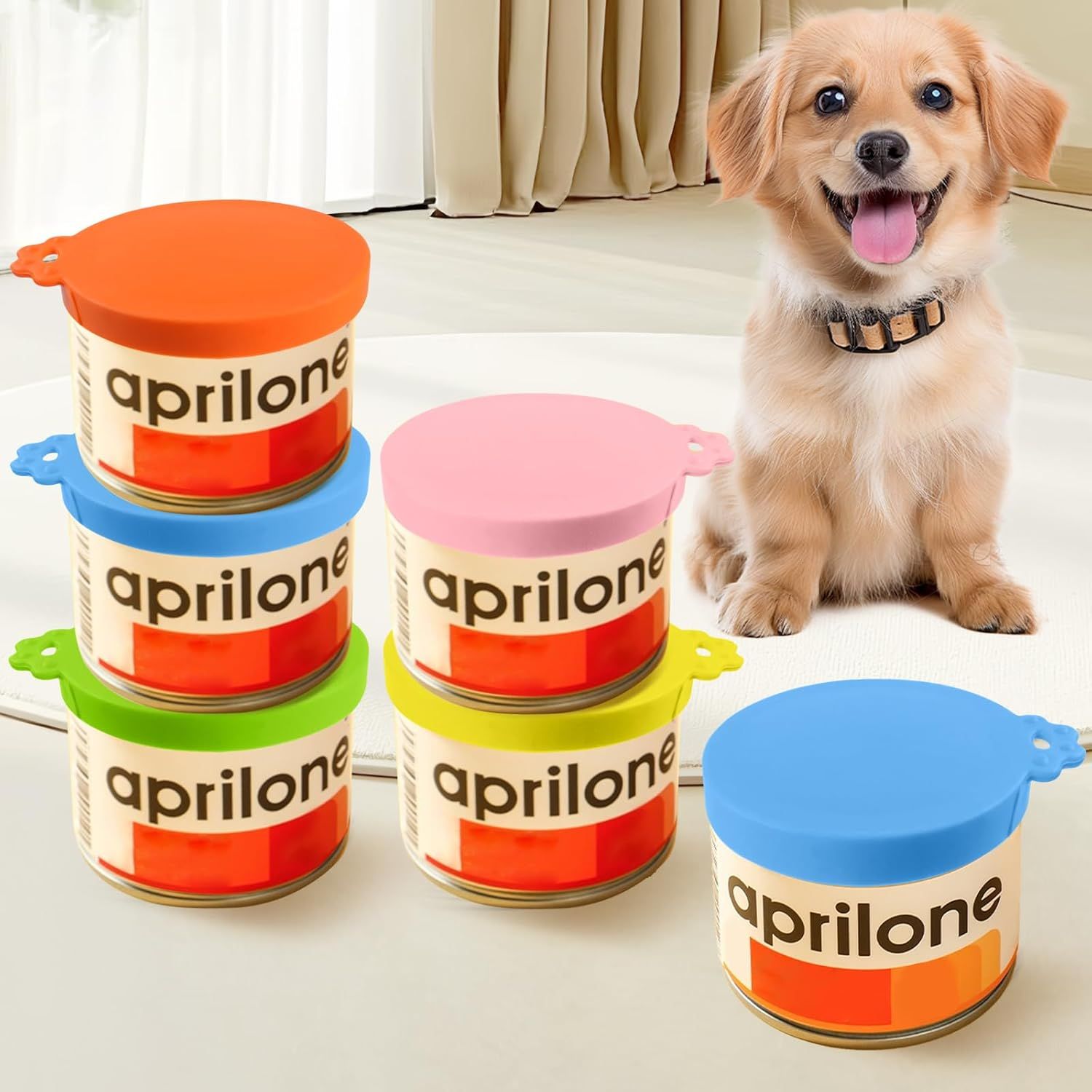 4 PCS Pet Food Can Lids, Silicone Cat Dog Food Can Covers Lids, Universal Size, One fit 3 Standard Size Food Cans, Reusable and Washable Pet Food Covers light blue, turquoise, pink, yellow