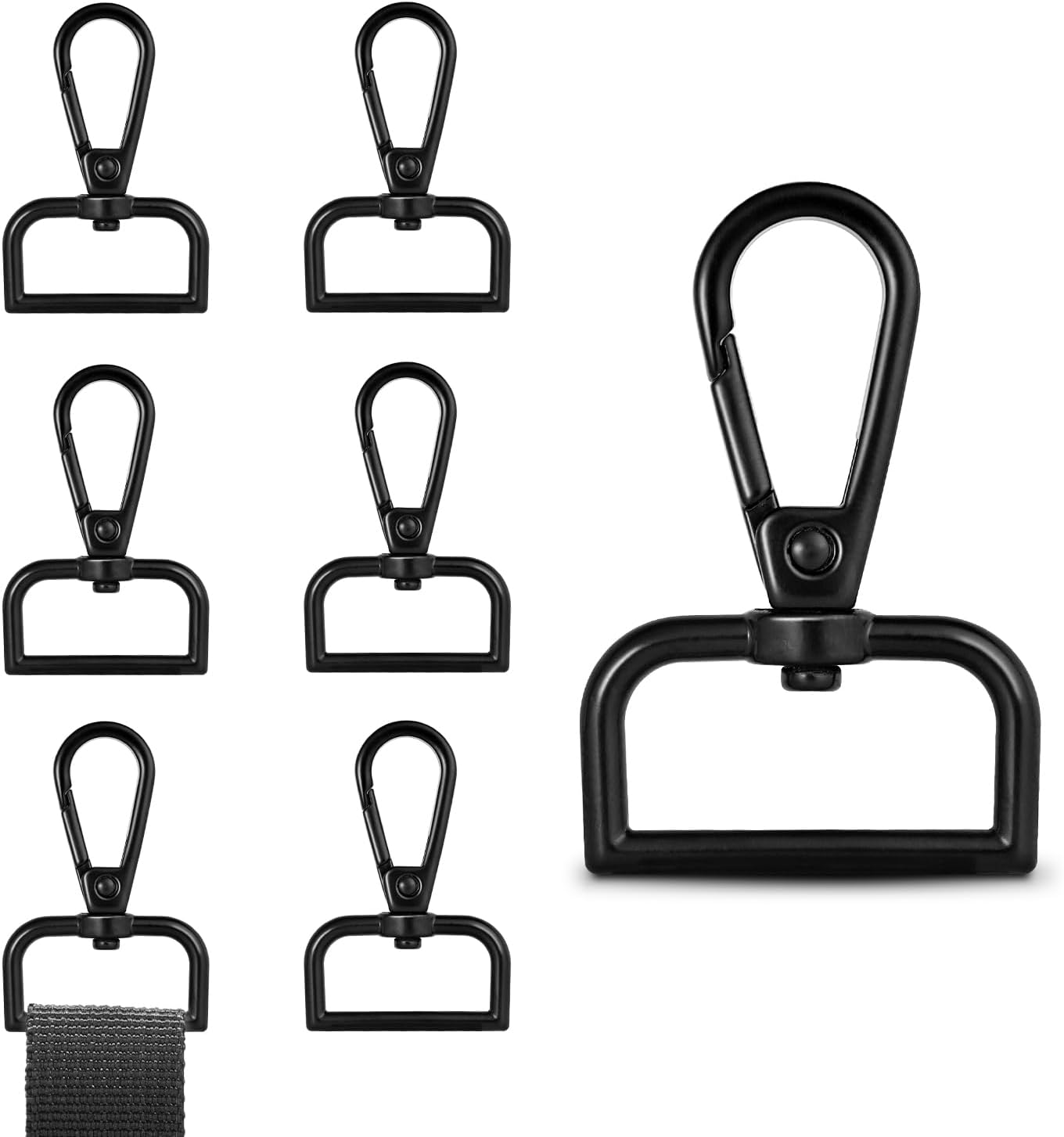 1 Inch Metal Swivel Snap Hooks, 6 Pack Lobster Claw Clasps for Keychains Purse Hardware Bag Making Lanyard Hooks Black