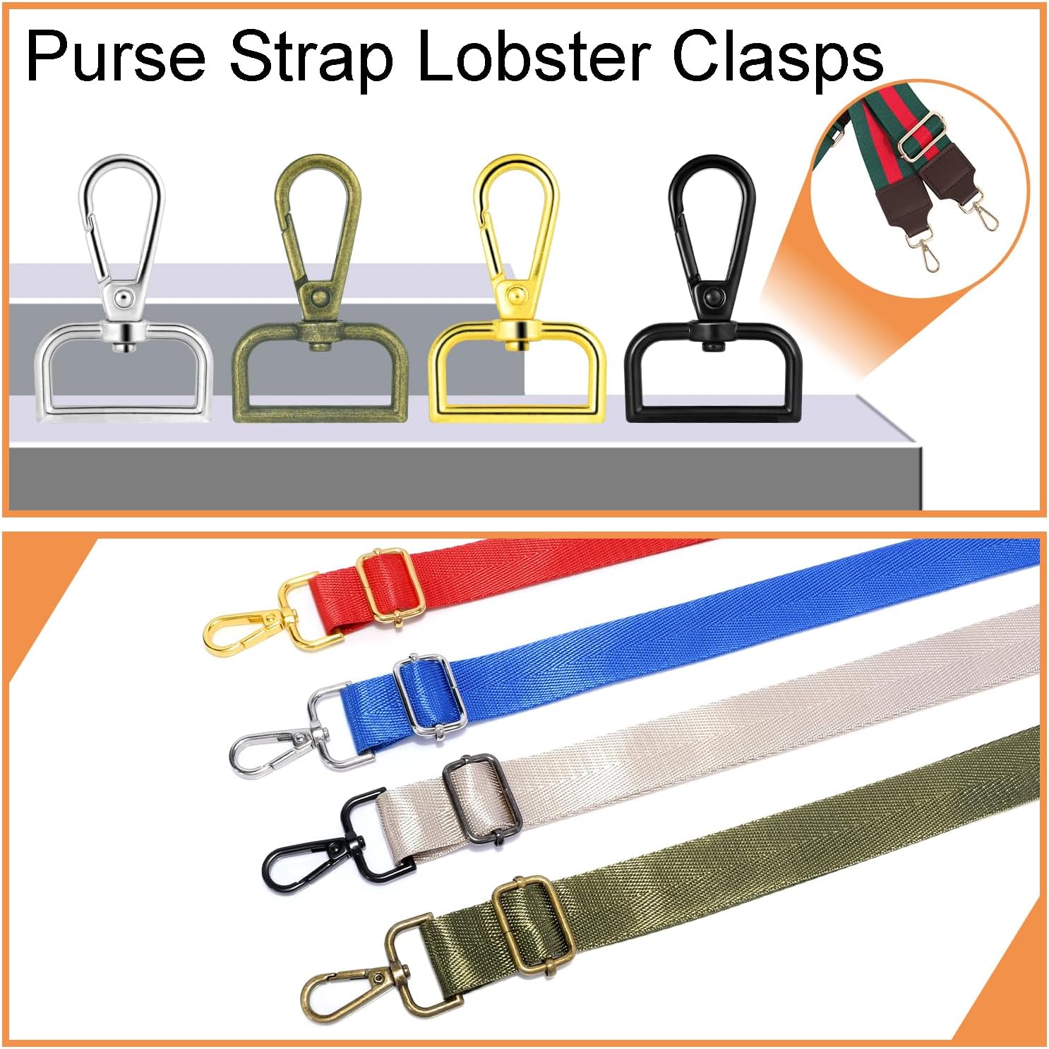 1 Inch Metal Swivel Snap Hooks, 6 Pack Lobster Claw Clasps for Keychains Purse Hardware Bag Making Lanyard Hooks Black