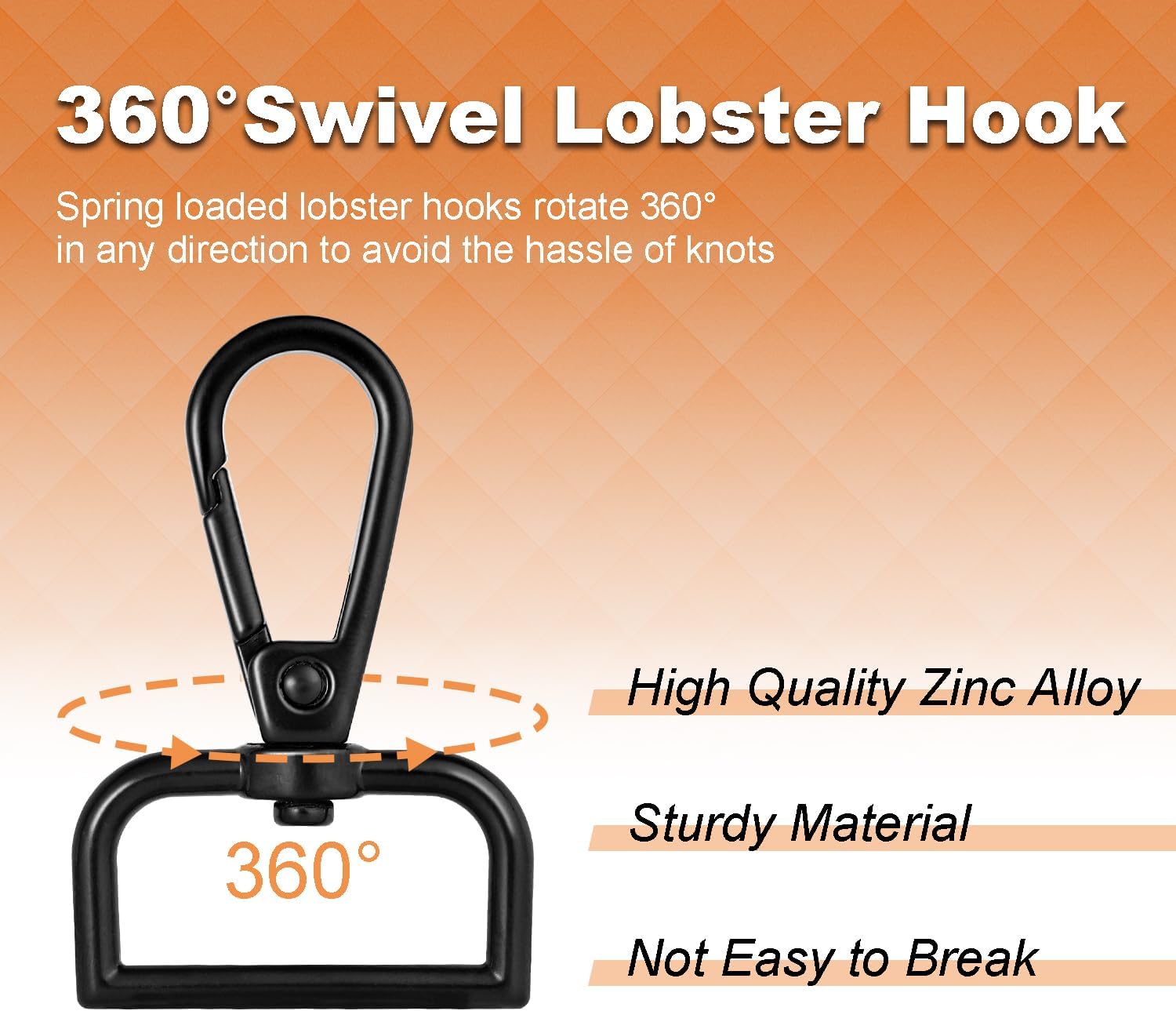 1 Inch Metal Swivel Snap Hooks, 6 Pack Lobster Claw Clasps for Keychains Purse Hardware Bag Making Lanyard Hooks Black