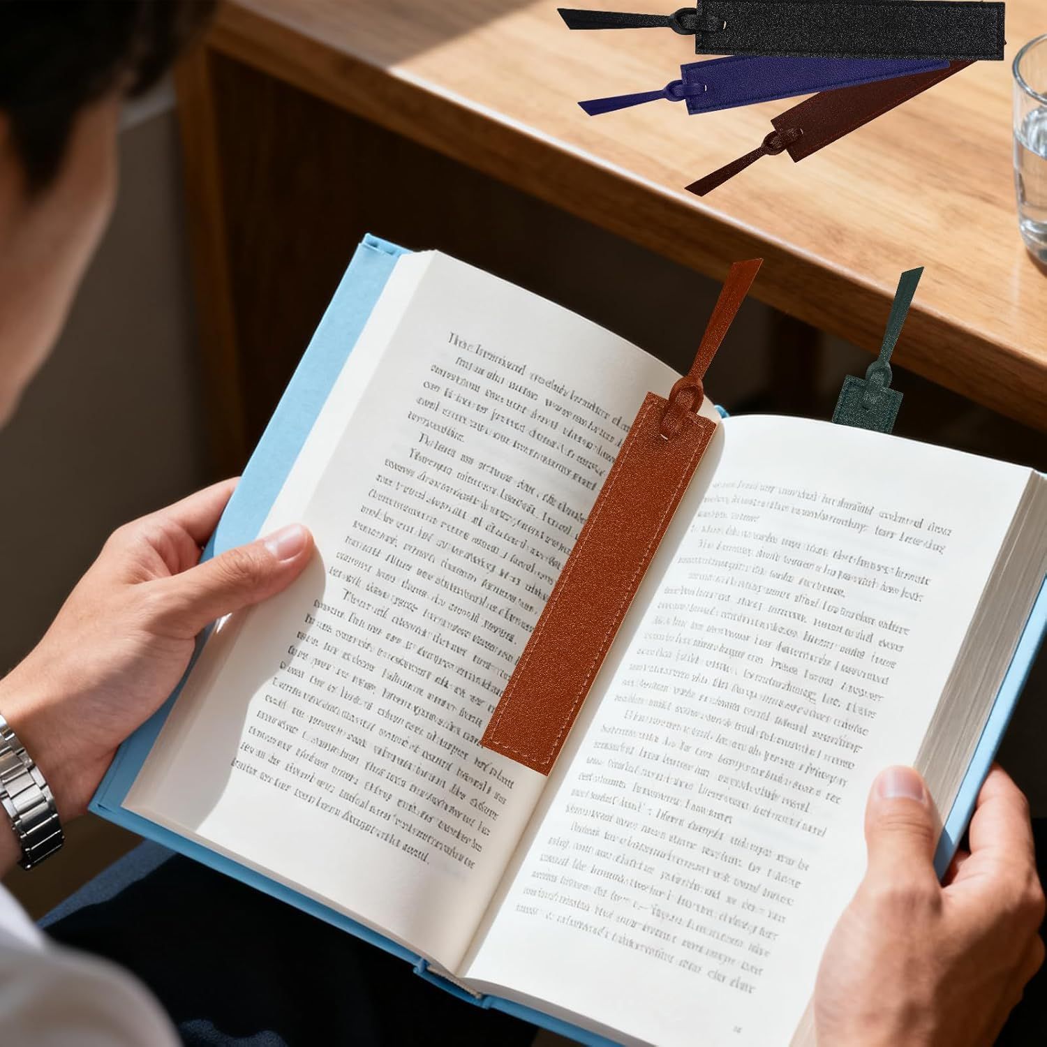 10Pcs Leather Bookmarks,Page Markers Handmade Stitched Bookmarks for Book Reader Office School Students Teachers