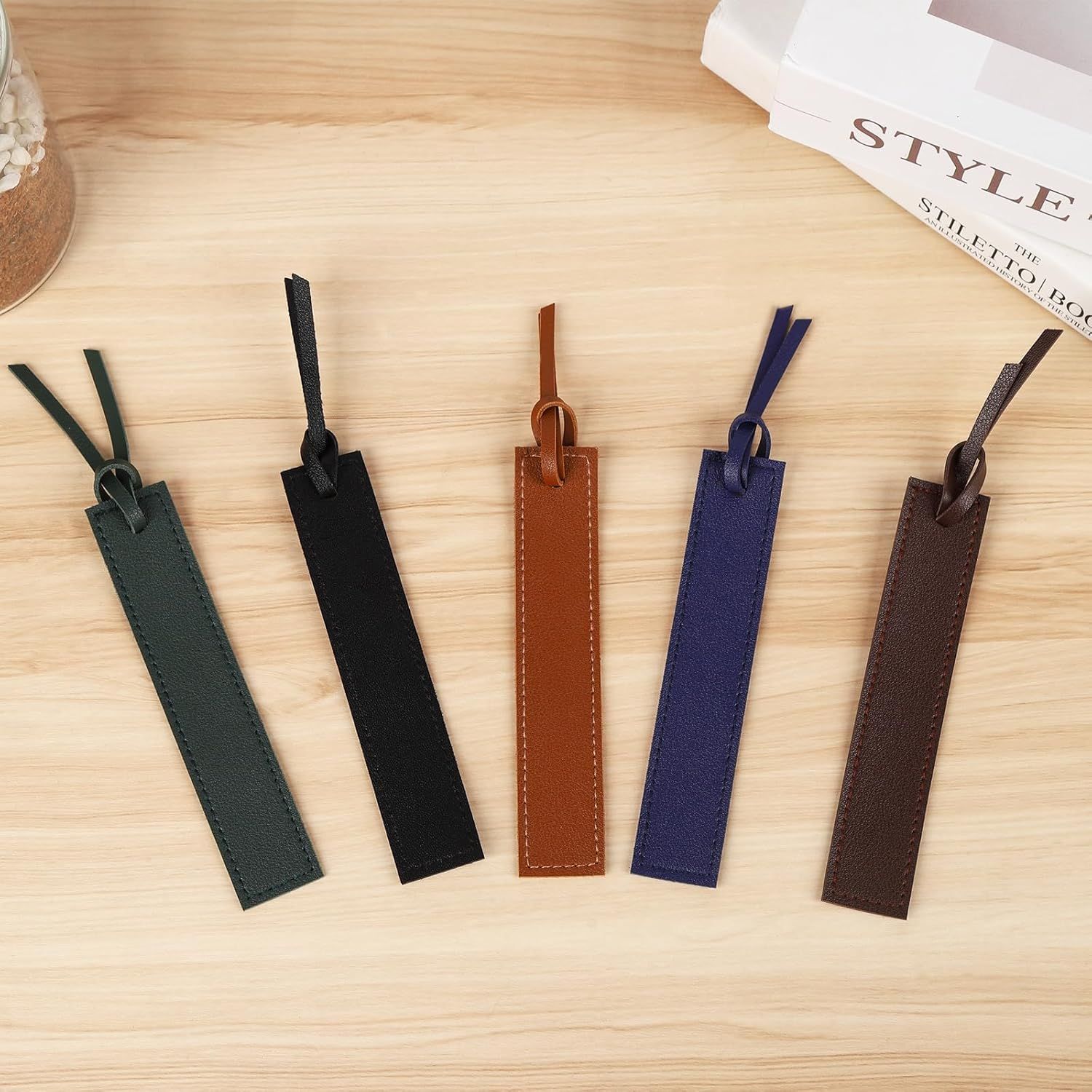 10Pcs Leather Bookmarks,Page Markers Handmade Stitched Bookmarks for Book Reader Office School Students Teachers