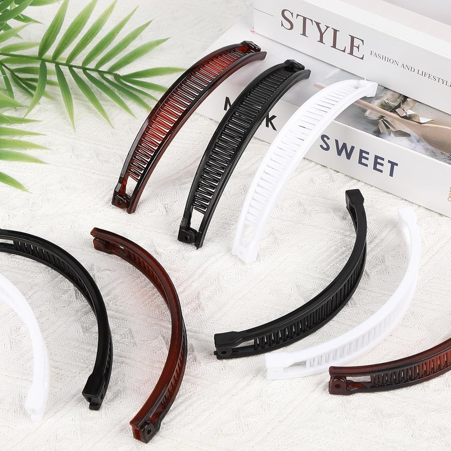9 Pcs Banana Clips,Banana Hair Clips Ponytail Hair Holder for Long Thick and Curly Hair Women Girls Brown,Black,White