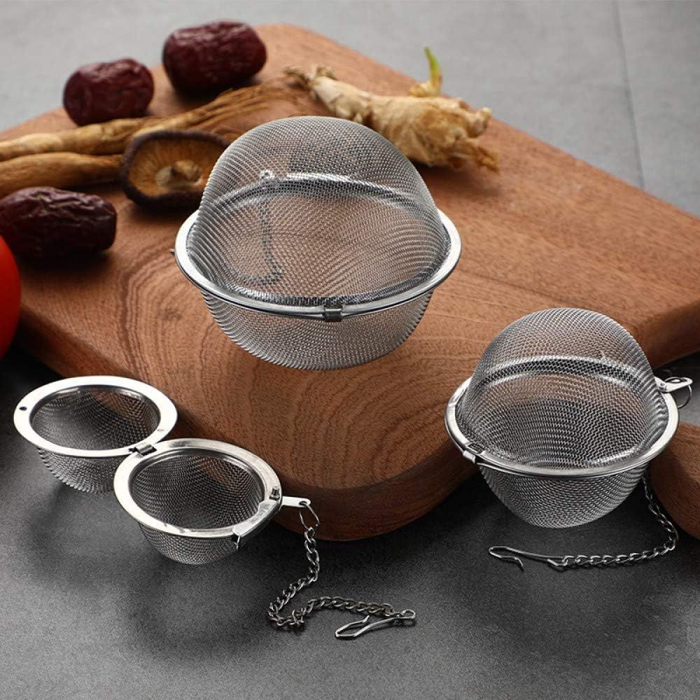 3pcs Stainless steel fine mesh seasoning ball kitchen soup spice stew filter kitchen tool metal tea bag tea ball 3pcs Round Shape ,Silver,5cm/6cm/7cm