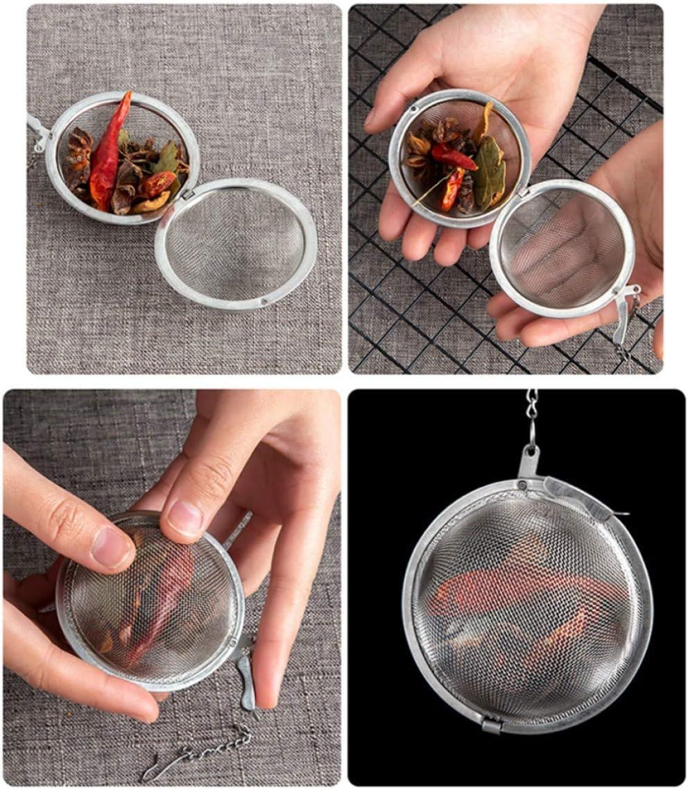 3pcs Stainless steel fine mesh seasoning ball kitchen soup spice stew filter kitchen tool metal tea bag tea ball 3pcs Round Shape ,Silver,5cm/6cm/7cm