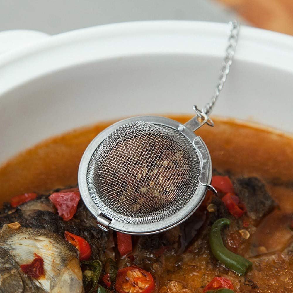 3pcs Stainless steel fine mesh seasoning ball kitchen soup spice stew filter kitchen tool metal tea bag tea ball 3pcs Round Shape ,Silver,5cm/6cm/7cm