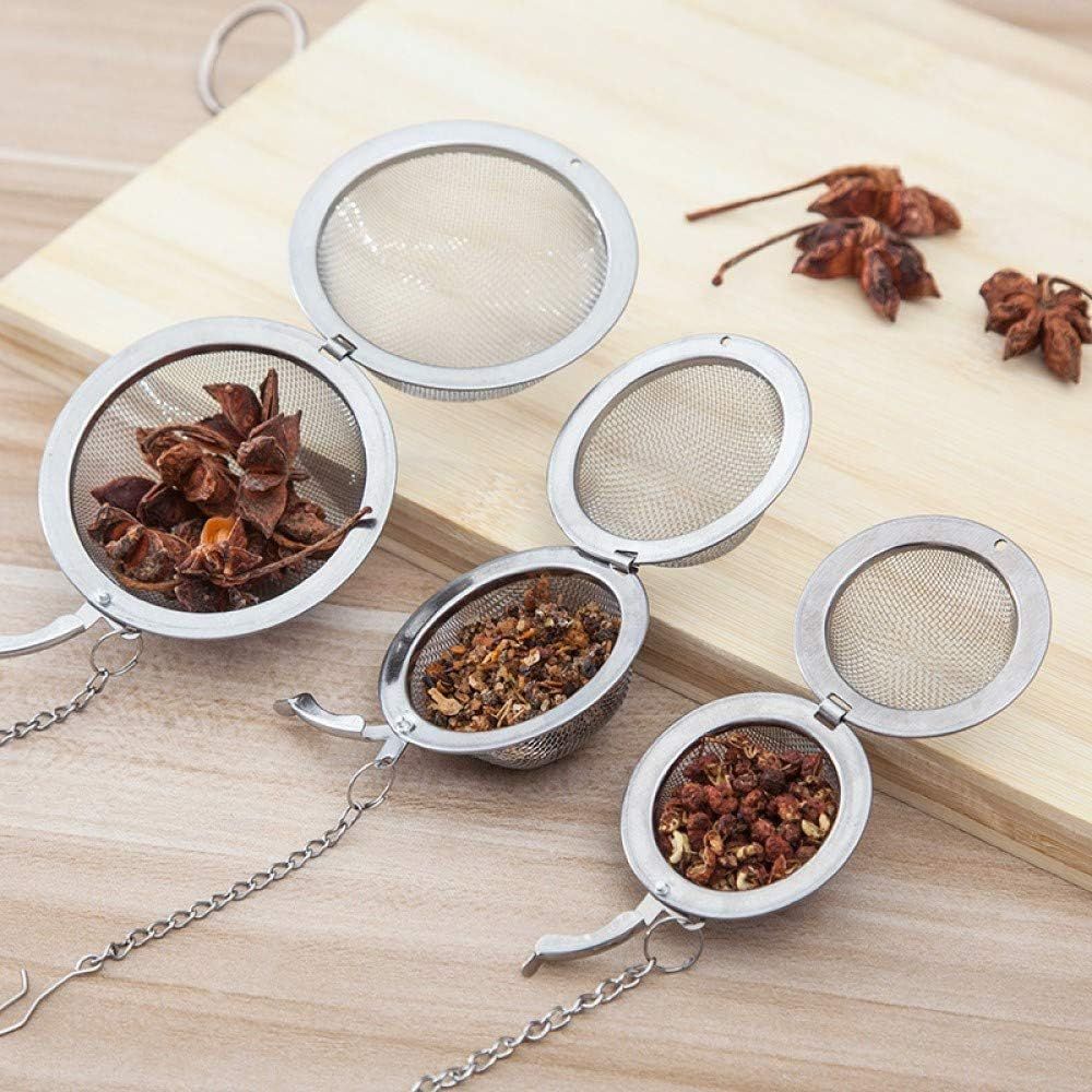 3pcs Stainless steel fine mesh seasoning ball kitchen soup spice stew filter kitchen tool metal tea bag tea ball 3pcs Round Shape ,Silver,5cm/6cm/7cm