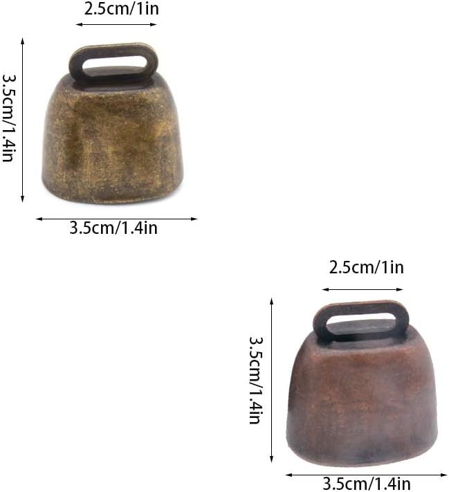 5 Pack Grazing Copper Bells, Metal Cow Bells for Dogs, Animal Copper Loud Bronze Bell, Small Brass Bell, for Cow Horse Sheep Cats Small Pets Anti-Theft Accessories Red Bronze