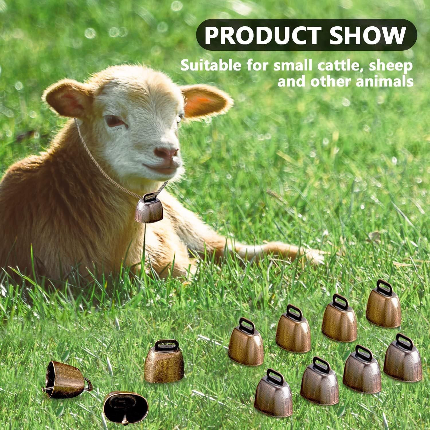 5 Pack Grazing Copper Bells, Metal Cow Bells for Dogs, Animal Copper Loud Bronze Bell, Small Brass Bell, for Cow Horse Sheep Cats Small Pets Anti-Theft Accessories Red Bronze