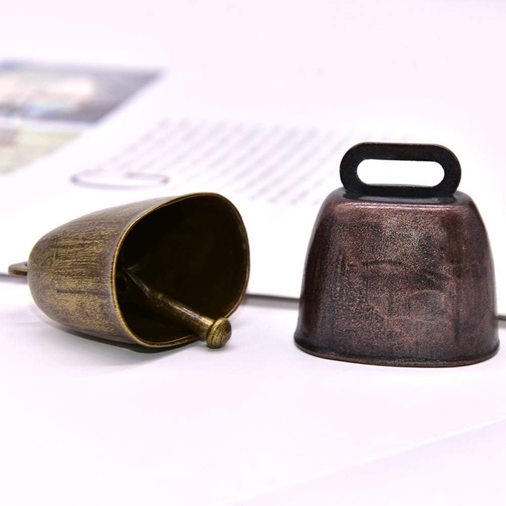 5 Pack Grazing Copper Bells, Metal Cow Bells for Dogs, Animal Copper Loud Bronze Bell, Small Brass Bell, for Cow Horse Sheep Cats Small Pets Anti-Theft Accessories Red Bronze