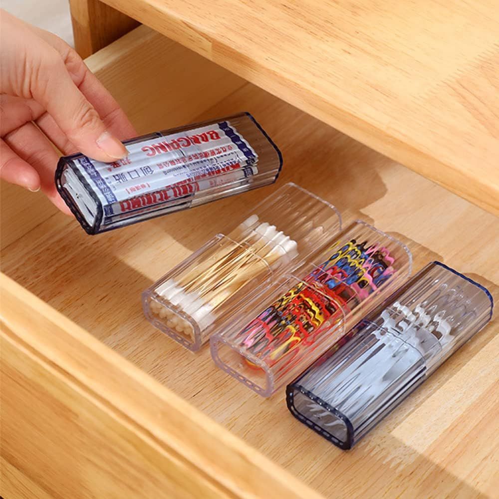4 Pcs Cotton Swab Holder for Travel Mini Travel Swab Case Box for Makeup Sponge Cotton Swabs Hair Ties Floss Cosmetics Makeup Bedroom Travel