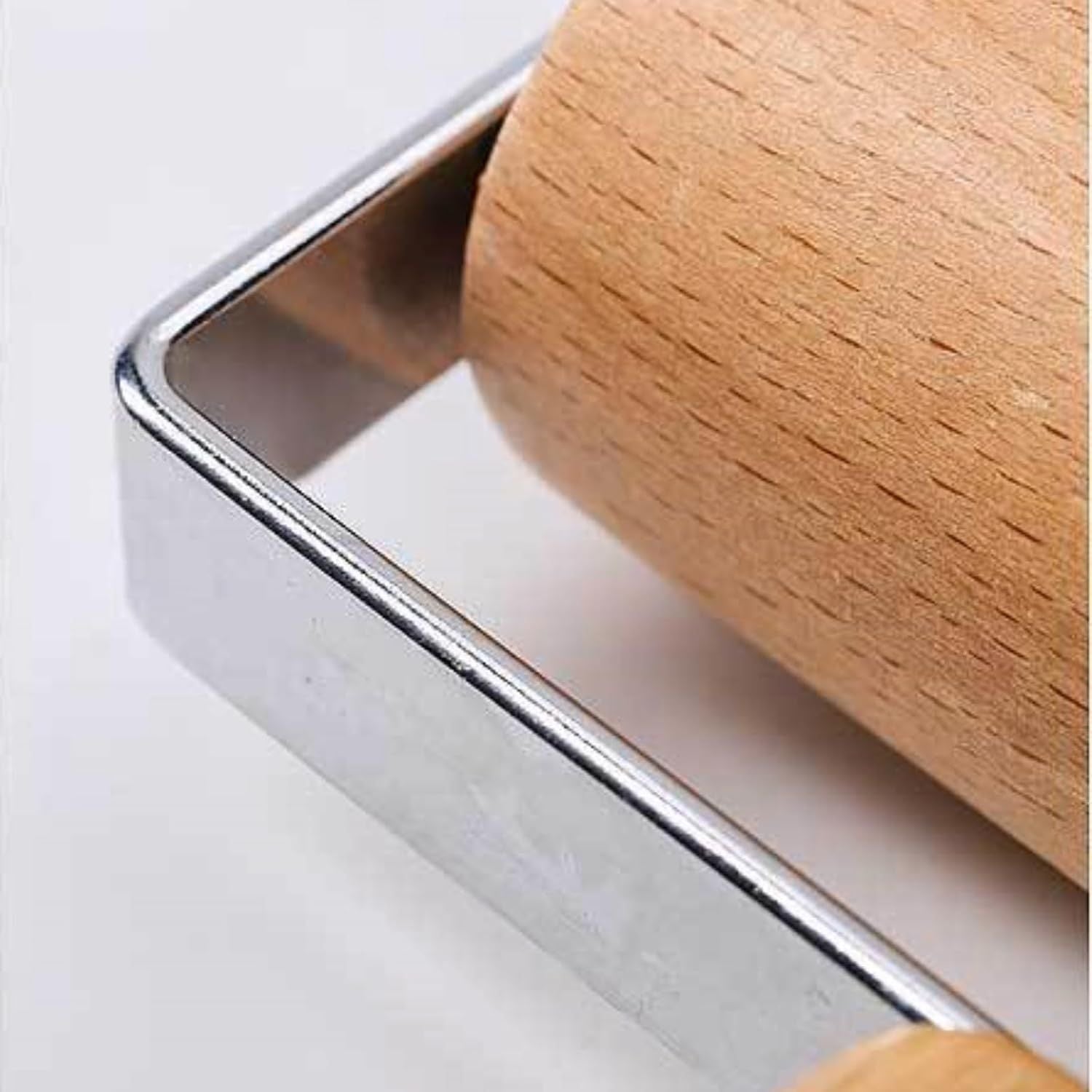 Stainless Steel & Beechwood Rolling Pin with Adjustable Thickness - Ergonomic Dumpling/Pasta Maker、Pizza, Kitchen Tool for Home Chefs, Dishwasher Safe & Rustproof Design T