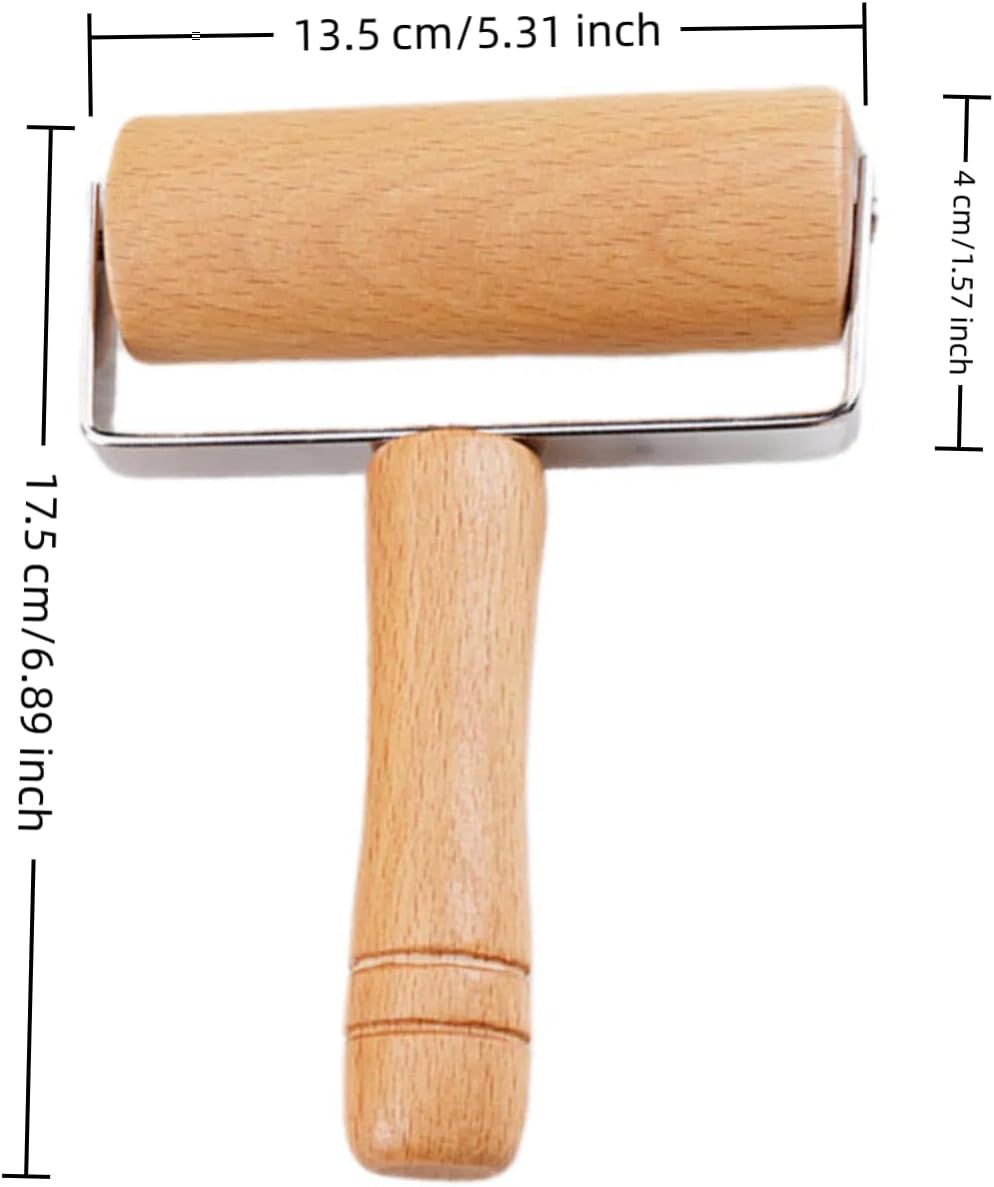 Stainless Steel & Beechwood Rolling Pin with Adjustable Thickness - Ergonomic Dumpling/Pasta Maker、Pizza, Kitchen Tool for Home Chefs, Dishwasher Safe & Rustproof Design T