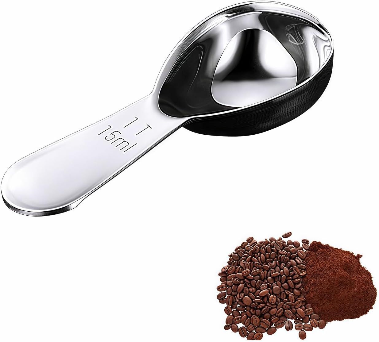 1 Tbsp 15ml Coffee Scoop,Stainless Steel Measuring Spoons for Coffee,Protein Powder,Sugar,Easy Read Laser Engraved Mark,Short Handle Fits in Container,Rust-Resistant,Drop-Resistant 1T 15ml