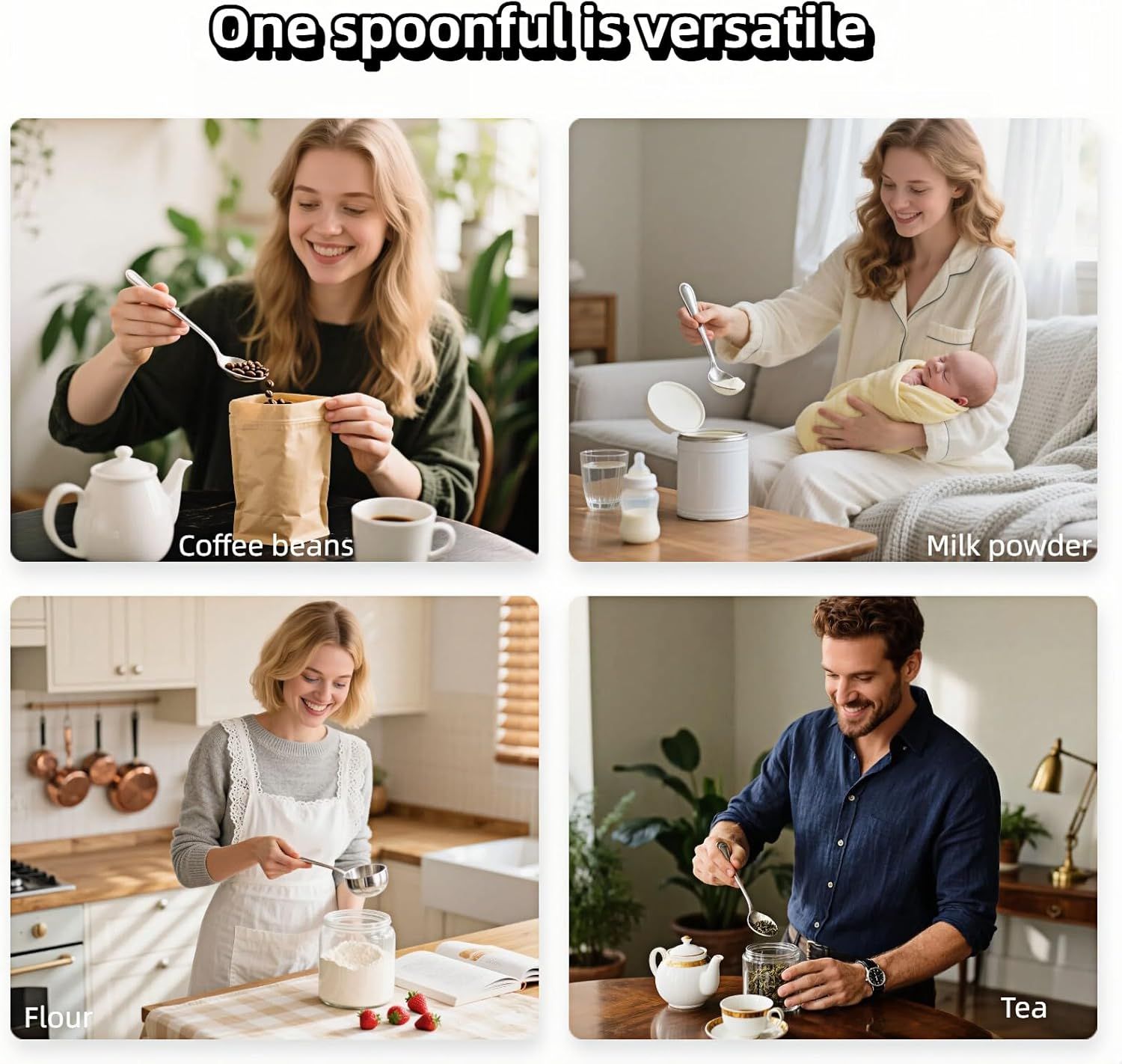 1 Tbsp 15ml Coffee Scoop,Stainless Steel Measuring Spoons for Coffee,Protein Powder,Sugar,Easy Read Laser Engraved Mark,Short Handle Fits in Container,Rust-Resistant,Drop-Resistant 1T 15ml
