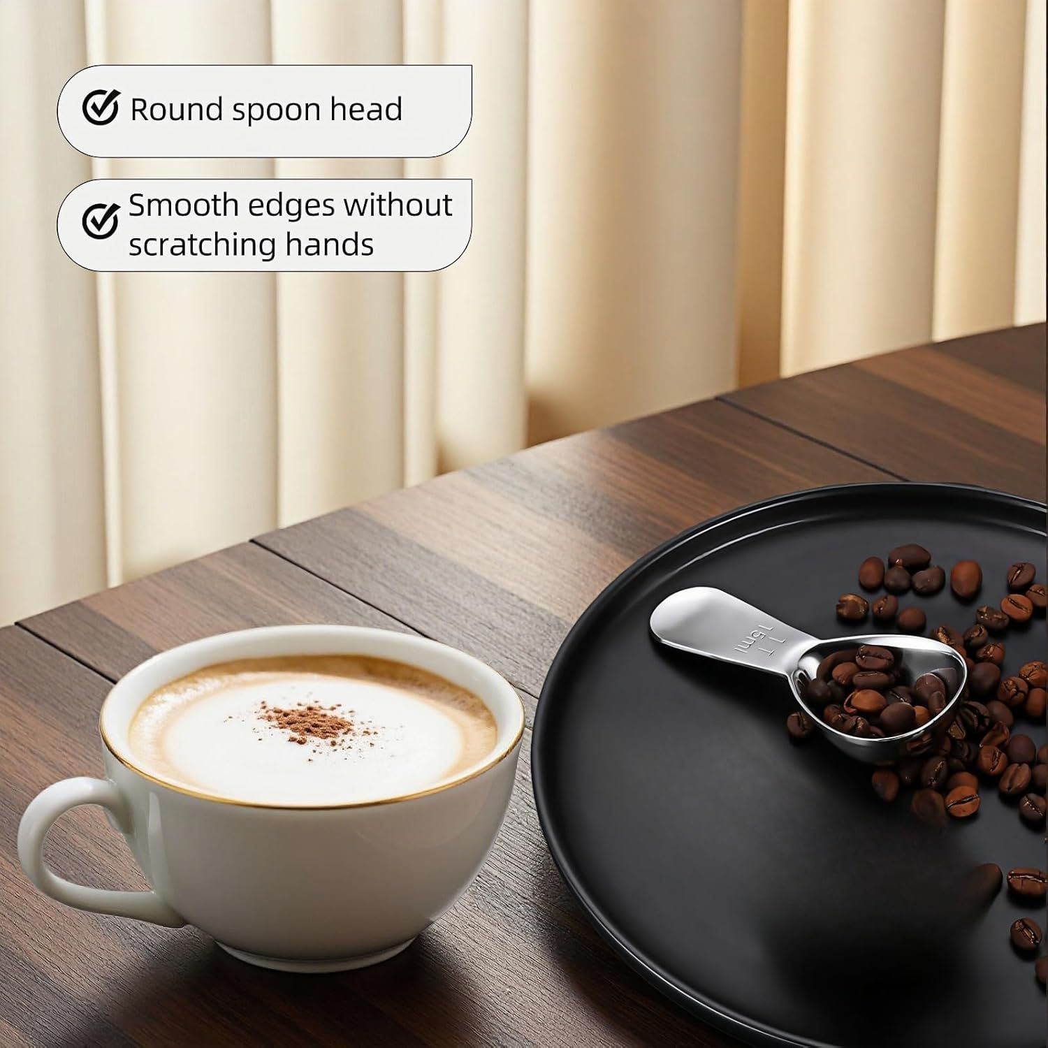 1 Tbsp 15ml Coffee Scoop,Stainless Steel Measuring Spoons for Coffee,Protein Powder,Sugar,Easy Read Laser Engraved Mark,Short Handle Fits in Container,Rust-Resistant,Drop-Resistant 1T 15ml