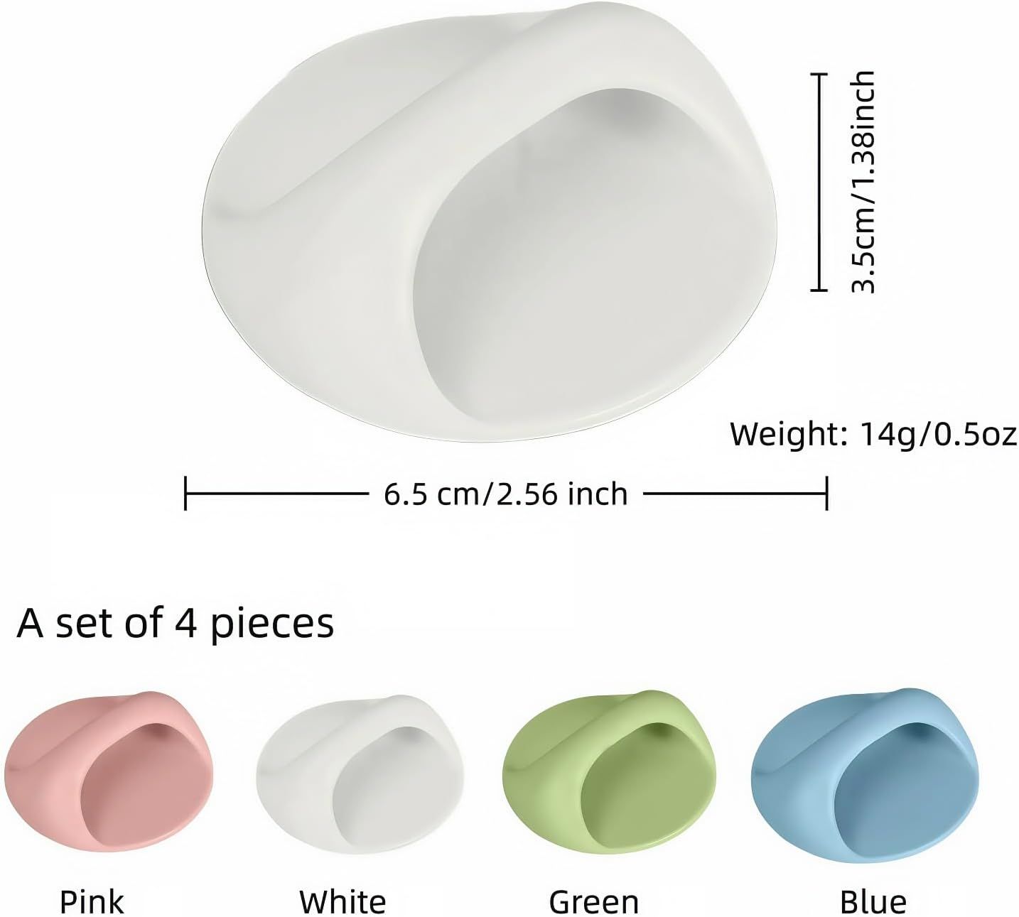 4-Pack Self-Adhesive Cabinet Pulls, No-Drill Handles for Cabinet, Window, Drawer, Glass Door, Easy Installation & Strong Grip White, Pink, Blue, Green ,2.56 Inch Adhesive Pull Knob