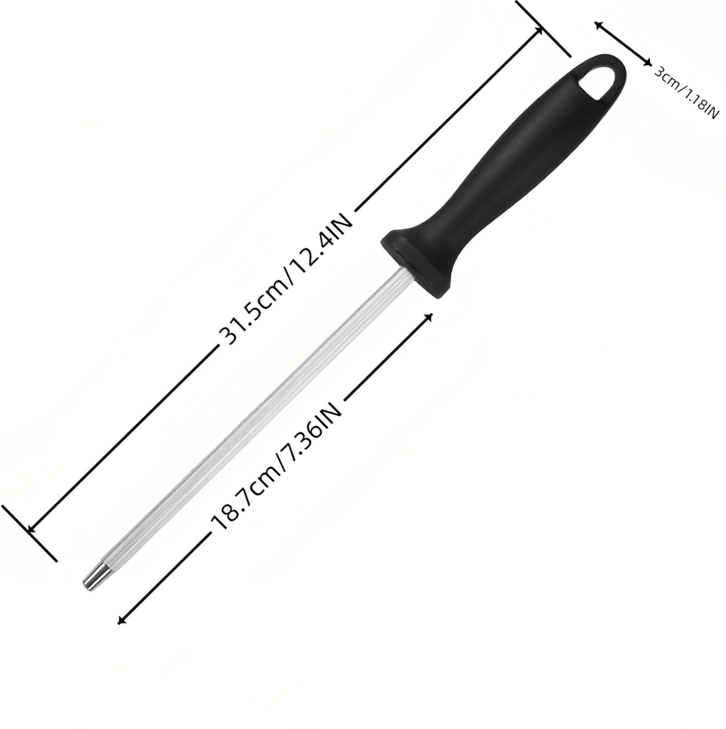 13" Professional Knife Sharpening Steel Rod - High Carbon Magnetic Honing Rod for Kitchen Chef Knives, Ergonomic Non-Slip Grip with Durable Serrations & Hanging Hole - Multi-Purpose for Home 13IN