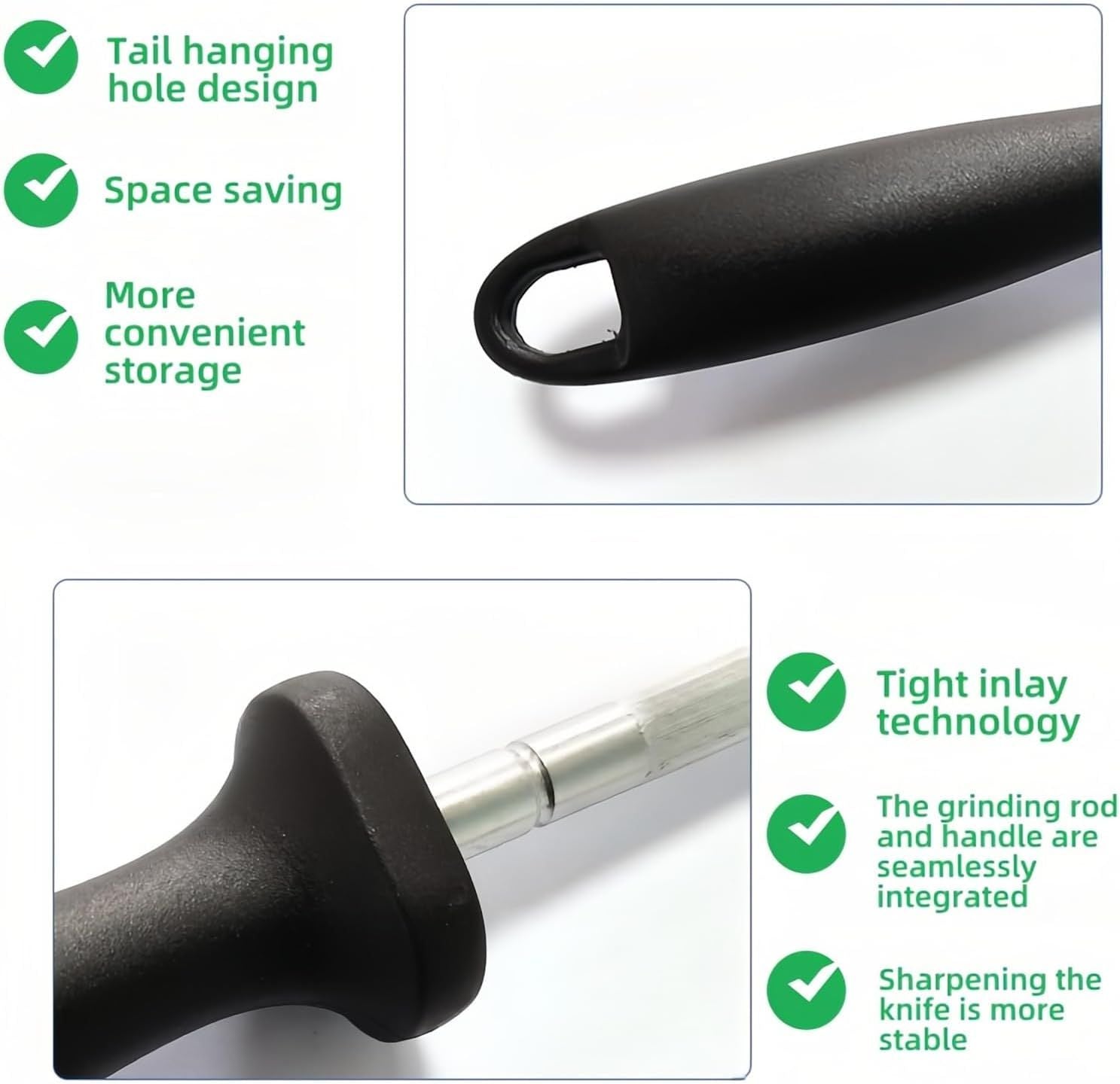 13" Professional Knife Sharpening Steel Rod - High Carbon Magnetic Honing Rod for Kitchen Chef Knives, Ergonomic Non-Slip Grip with Durable Serrations & Hanging Hole - Multi-Purpose for Home 13IN