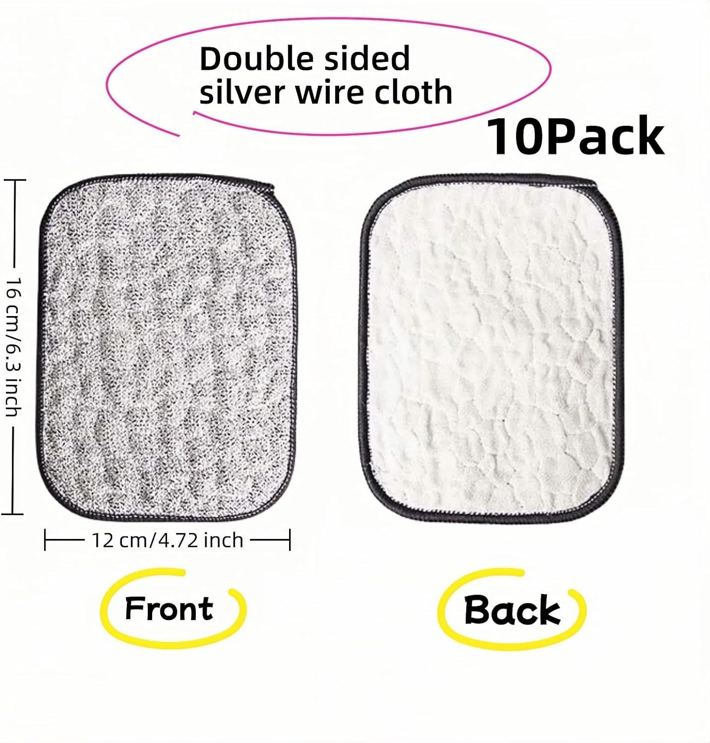 10Pack Scrubber Sponge for Dishes, Pans & Grease - Dual-Side Non-Scratch, Super Absorbent, Heat Resistant - Strong Cleaning Power for Kitchen, Glass, Stove Color Random
