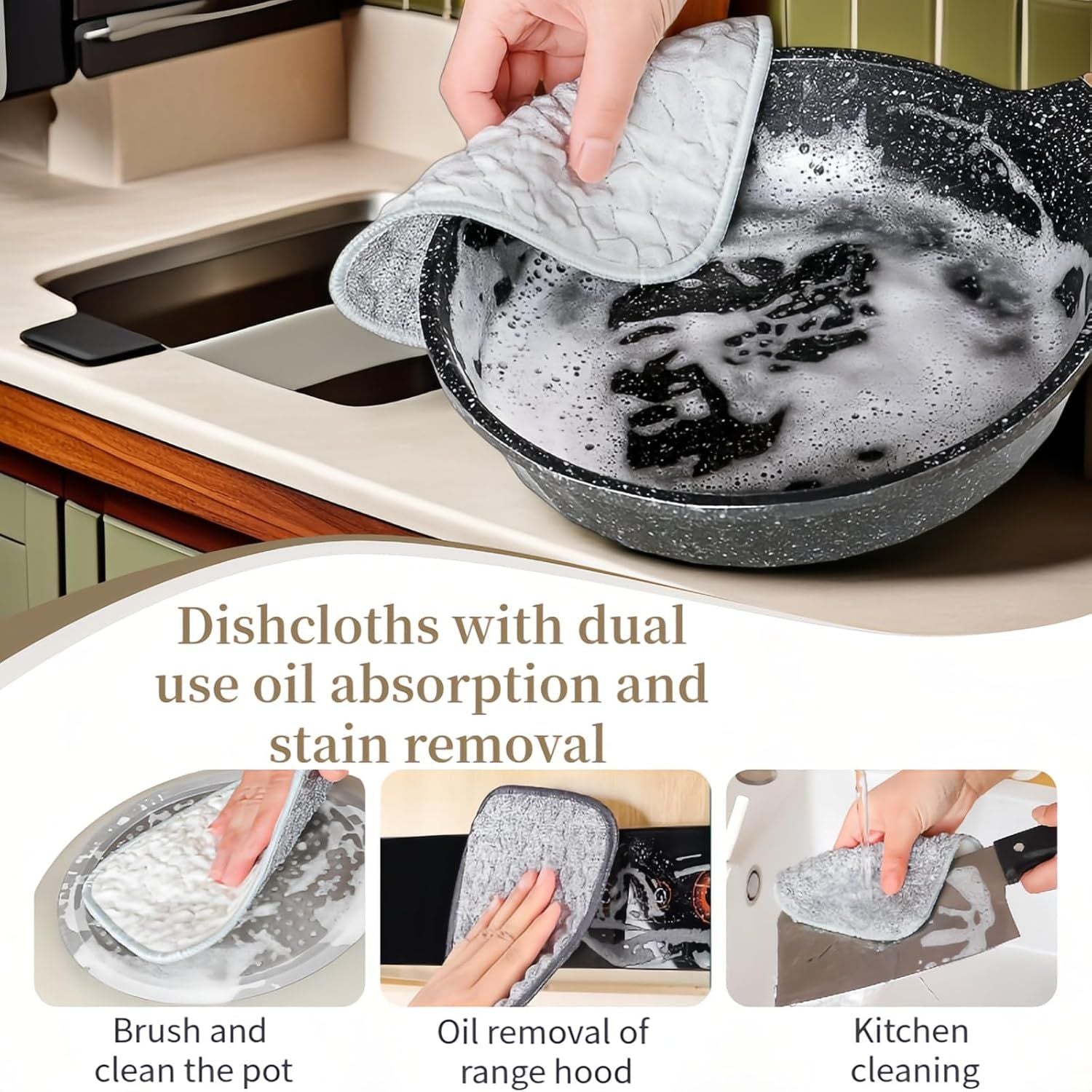 10Pack Scrubber Sponge for Dishes, Pans & Grease - Dual-Side Non-Scratch, Super Absorbent, Heat Resistant - Strong Cleaning Power for Kitchen, Glass, Stove Color Random