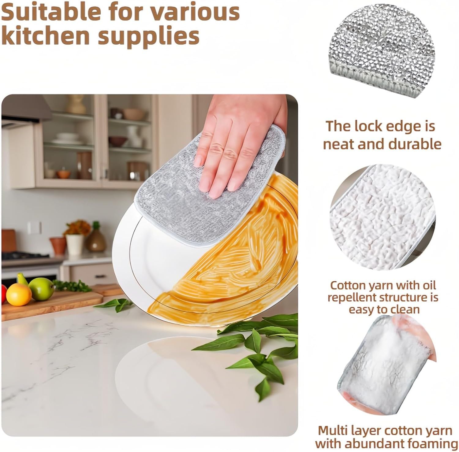 10Pack Scrubber Sponge for Dishes, Pans & Grease - Dual-Side Non-Scratch, Super Absorbent, Heat Resistant - Strong Cleaning Power for Kitchen, Glass, Stove Color Random
