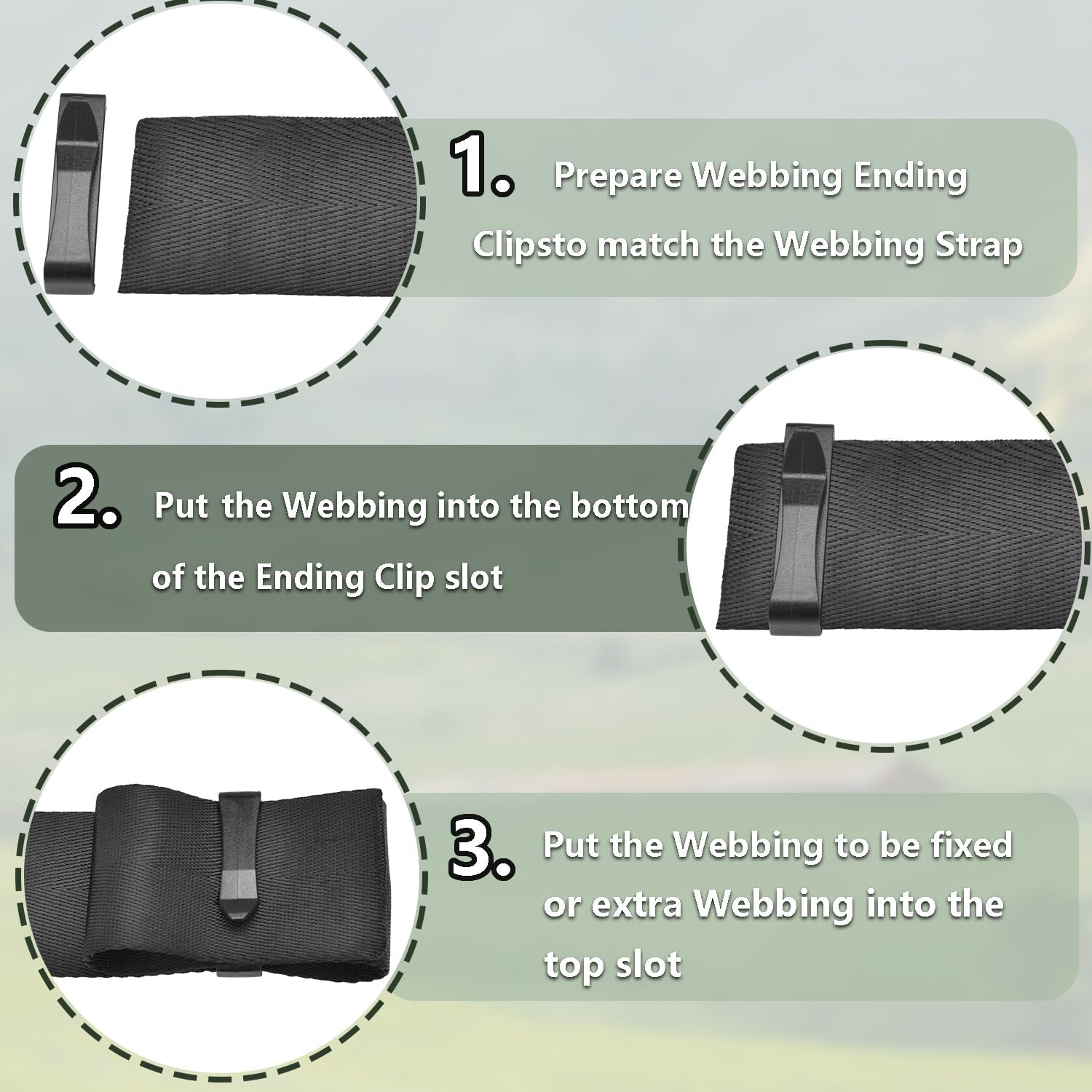 CooBigo Plastic Webbing Ending Clip, Tactical Molle Belt Clip Hook, Hiking Camping Backpack Helmet Goggle Webbing Clip