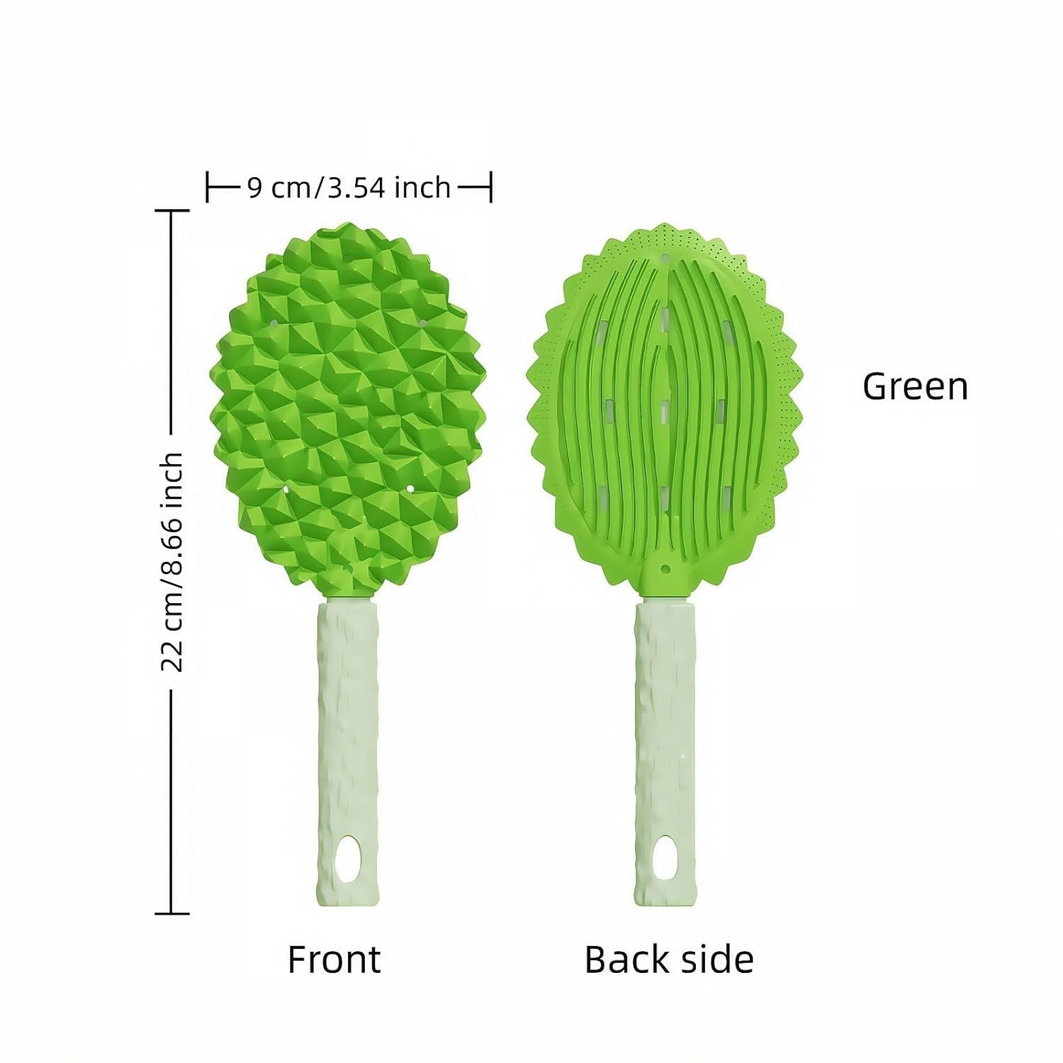 Pet Durian Massage Comb, Dual-Sided Cat Dog Grooming Tool with Back Scraping Teeth, Green, 8.66 inch