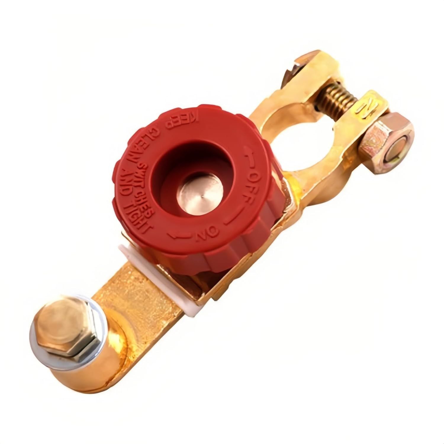 Top Post Battery Disconnect Switch 12V 125A Heavy Duty Brass Marine Car Truck RV Boat Anti-Corrosion Quick Release Knob for Battery Saver 0.59-0.67" Universal Fit Prevents Battery Drain Red
