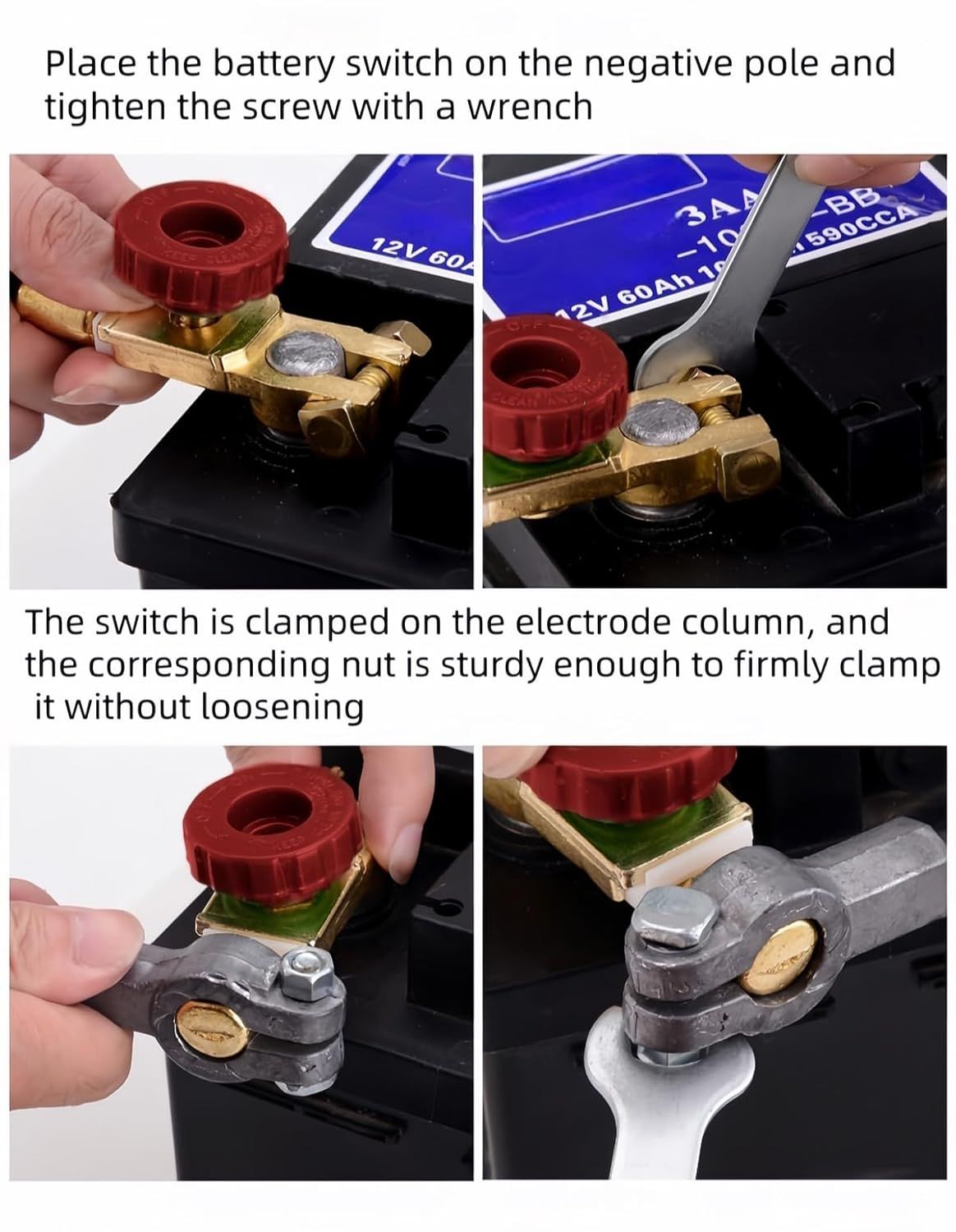 Top Post Battery Disconnect Switch 12V 125A Heavy Duty Brass Marine Car Truck RV Boat Anti-Corrosion Quick Release Knob for Battery Saver 0.59-0.67" Universal Fit Prevents Battery Drain Red
