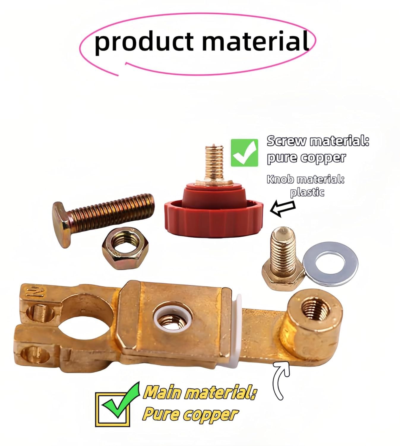 Top Post Battery Disconnect Switch 12V 125A Heavy Duty Brass Marine Car Truck RV Boat Anti-Corrosion Quick Release Knob for Battery Saver 0.59-0.67" Universal Fit Prevents Battery Drain Red