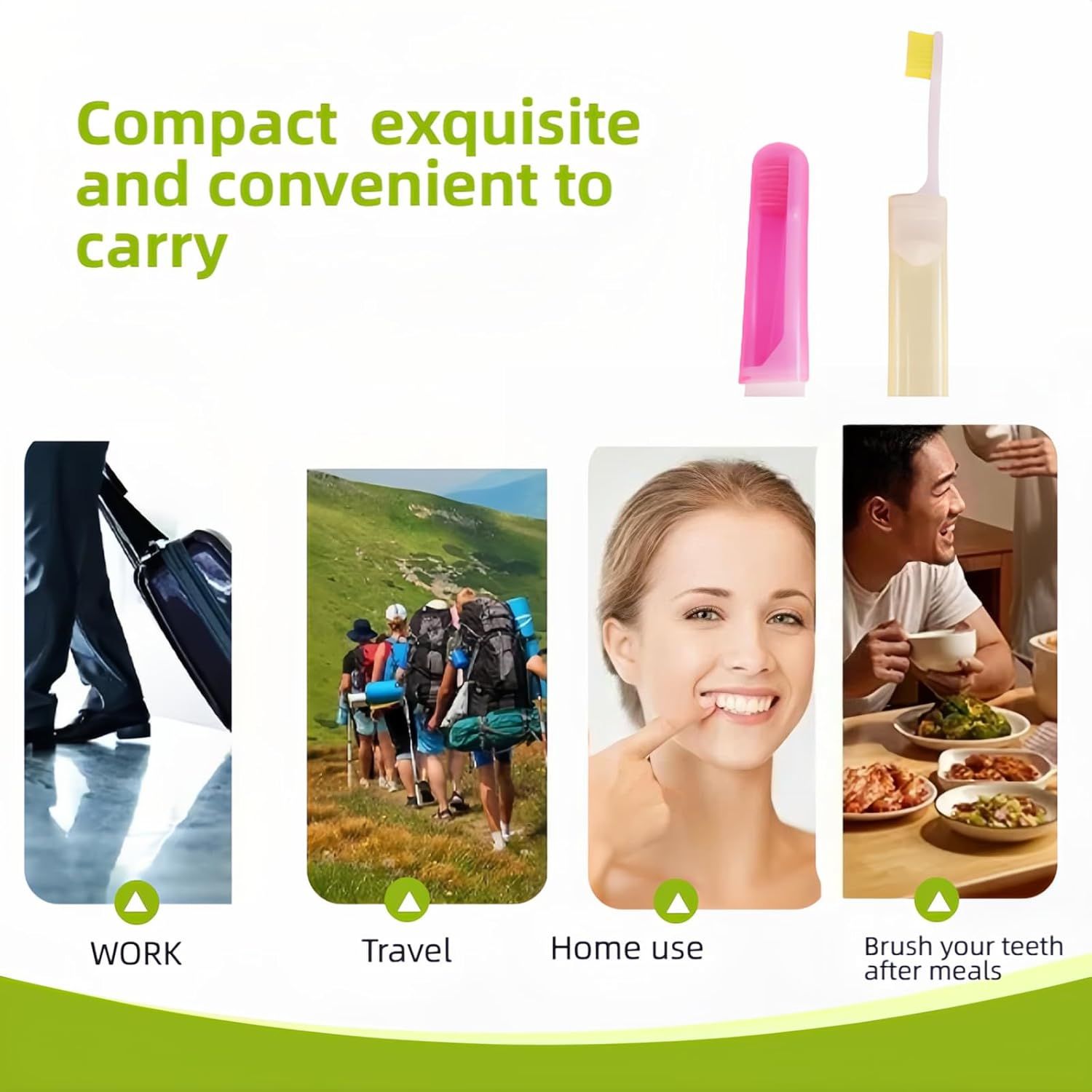 Travel Toothbrush Set for Family - 3 Mini Foldable Toothbrushes with Detachable Heads, Compact 4.53" Design, Medium Bristles, Portable for Road Trips & Air Travel Orange/Yellow/Pink