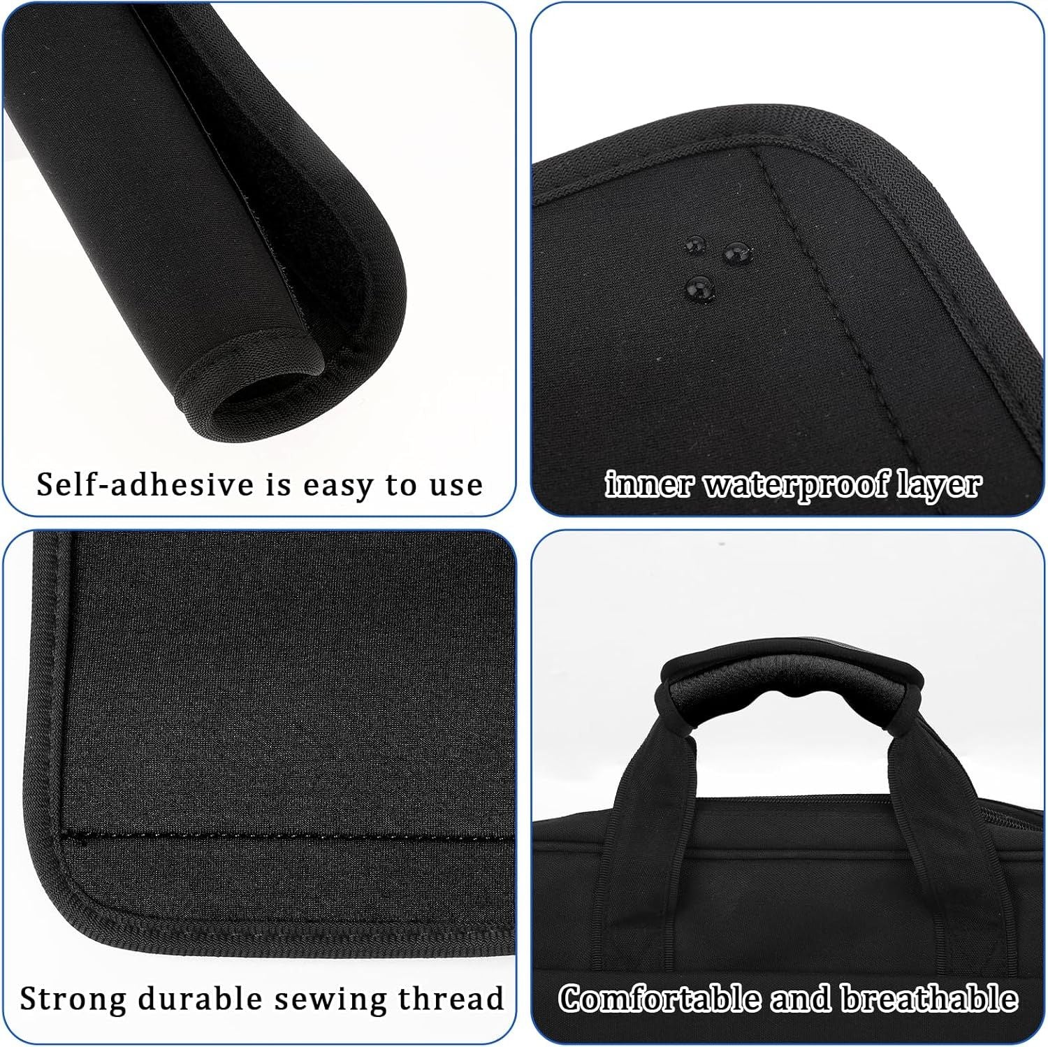 2 Pack Luggage Handle Wrap for Suitcase, Black Luggage Handle Wraps Comfortable Neoprene Suitcase Identifiers Tags Luggage Makers Covers Travel Accessories for Easy Identifying
