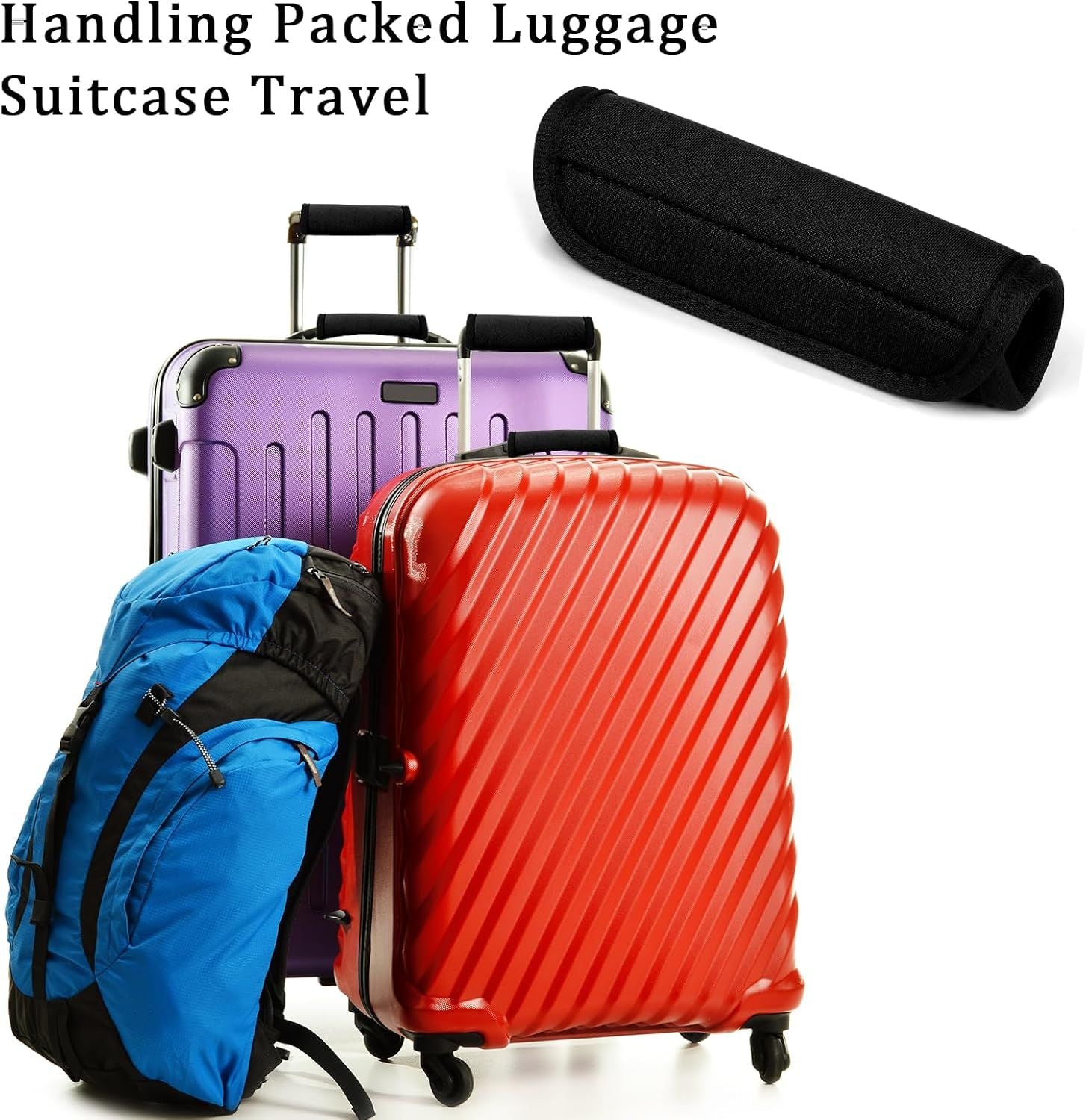 2 Pack Luggage Handle Wrap for Suitcase, Black Luggage Handle Wraps Comfortable Neoprene Suitcase Identifiers Tags Luggage Makers Covers Travel Accessories for Easy Identifying