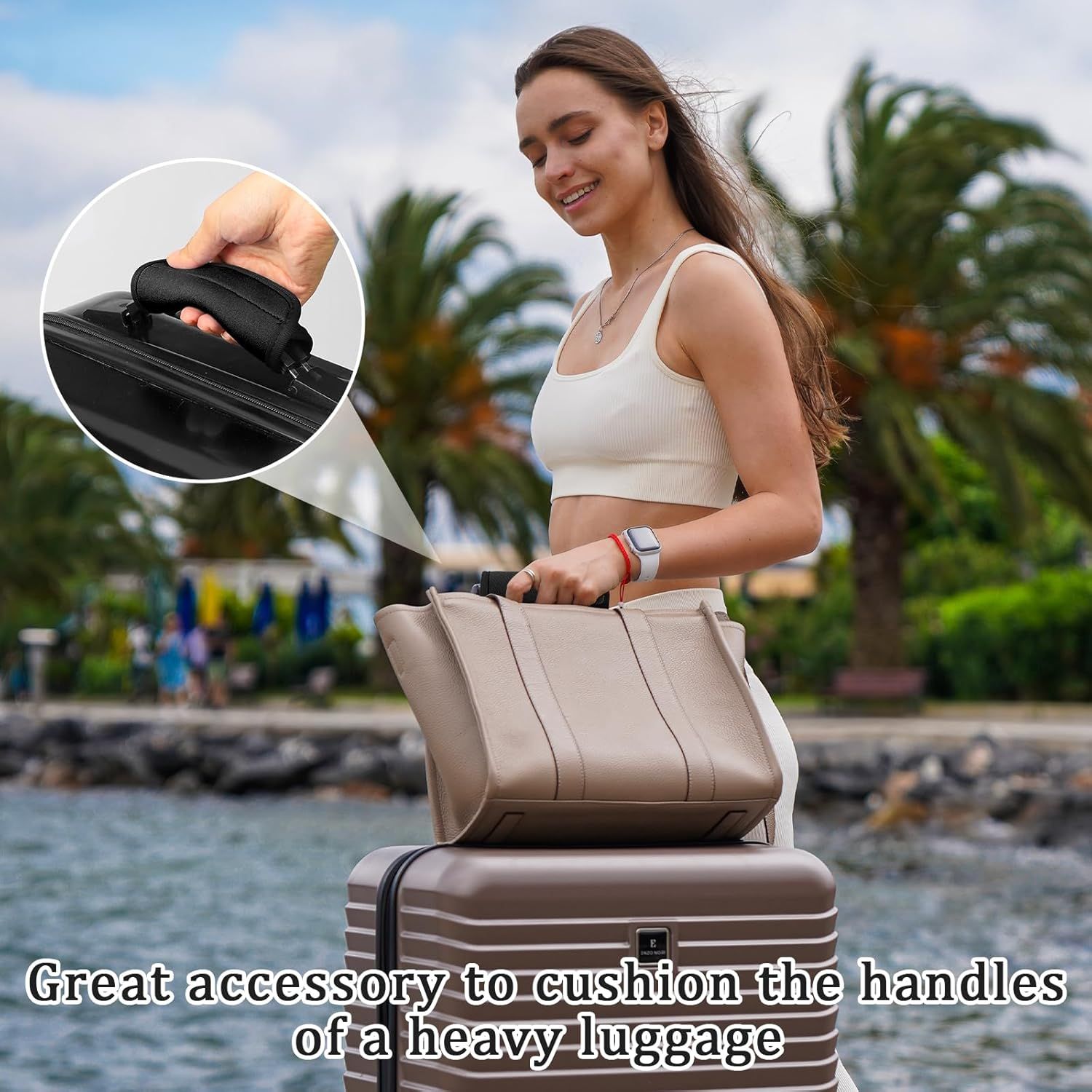 2 Pack Luggage Handle Wrap for Suitcase, Black Luggage Handle Wraps Comfortable Neoprene Suitcase Identifiers Tags Luggage Makers Covers Travel Accessories for Easy Identifying