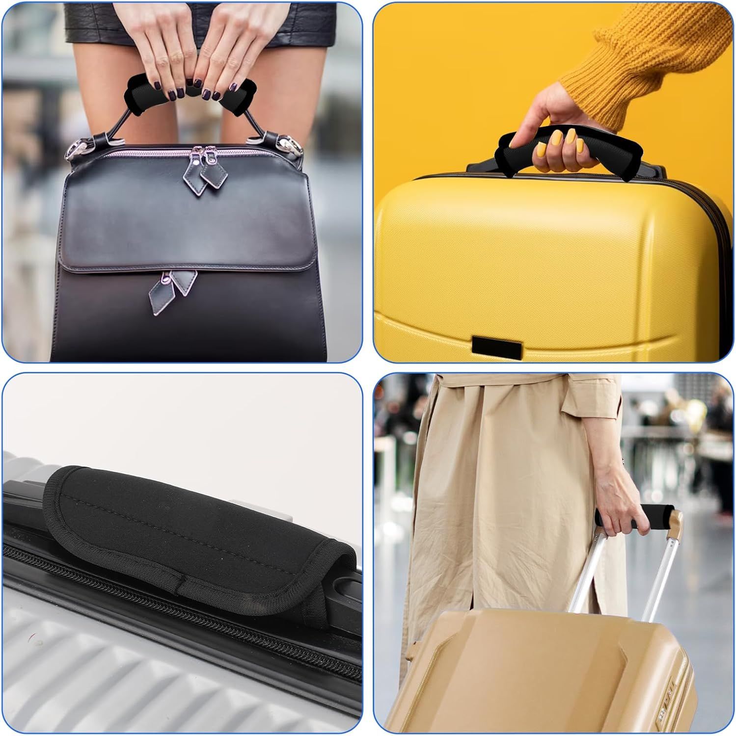 2 Pack Luggage Handle Wrap for Suitcase, Black Luggage Handle Wraps Comfortable Neoprene Suitcase Identifiers Tags Luggage Makers Covers Travel Accessories for Easy Identifying