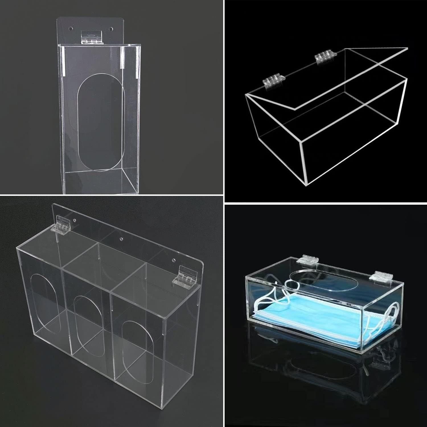 12 Pcs 35x25 mm Mini Transparent Acrylic Hinge Self-Adhesive Small Hinges Folding Hinge, Clear Plastic Hinges for Glass, Crafts, Aquarium Lid, Cabinet, Furniture, Display Stand