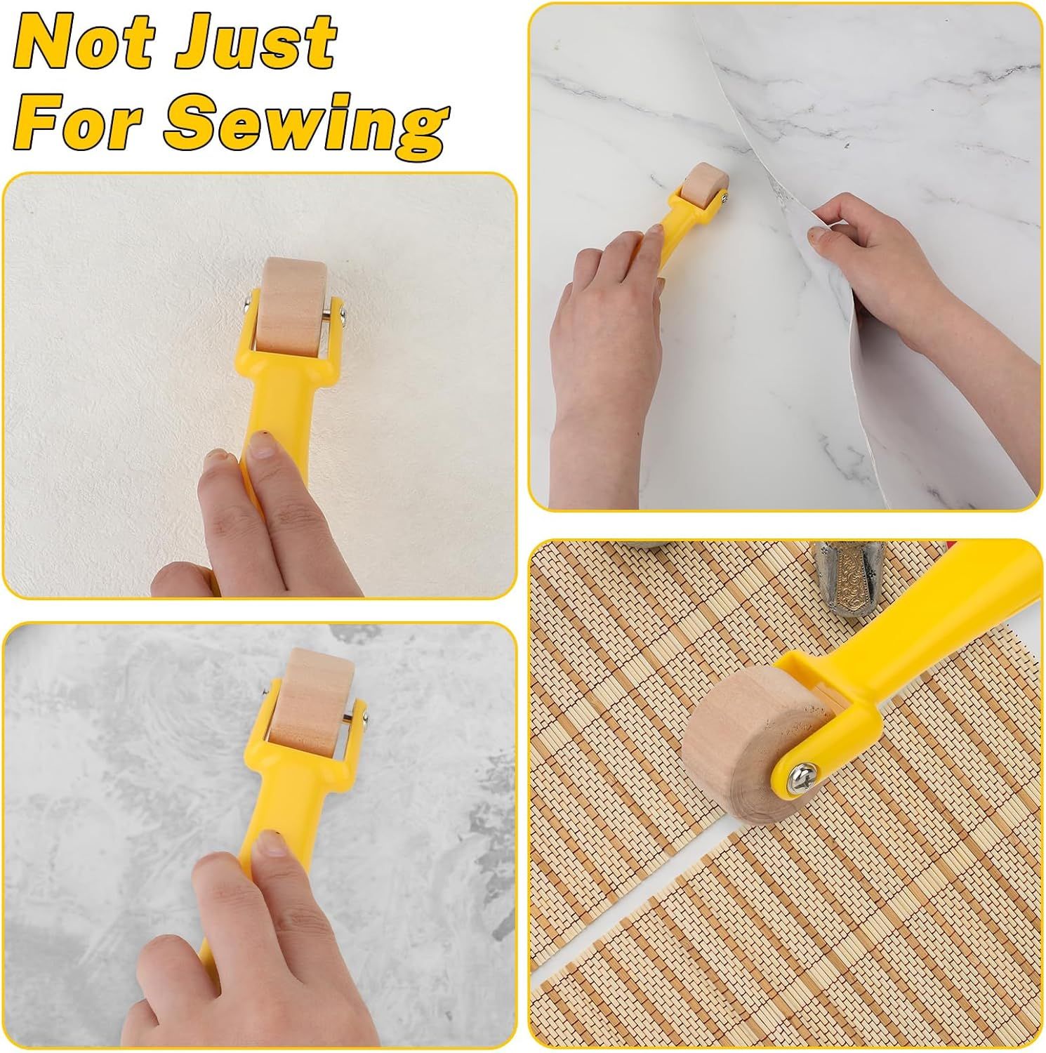 Quilting Seam Roller 2.3 cm Wallpaper Roller Seam Roller for Quilting Sewing Seam Roller Tool with Easy to Grip Handle for Print, Ink, Home Decoration